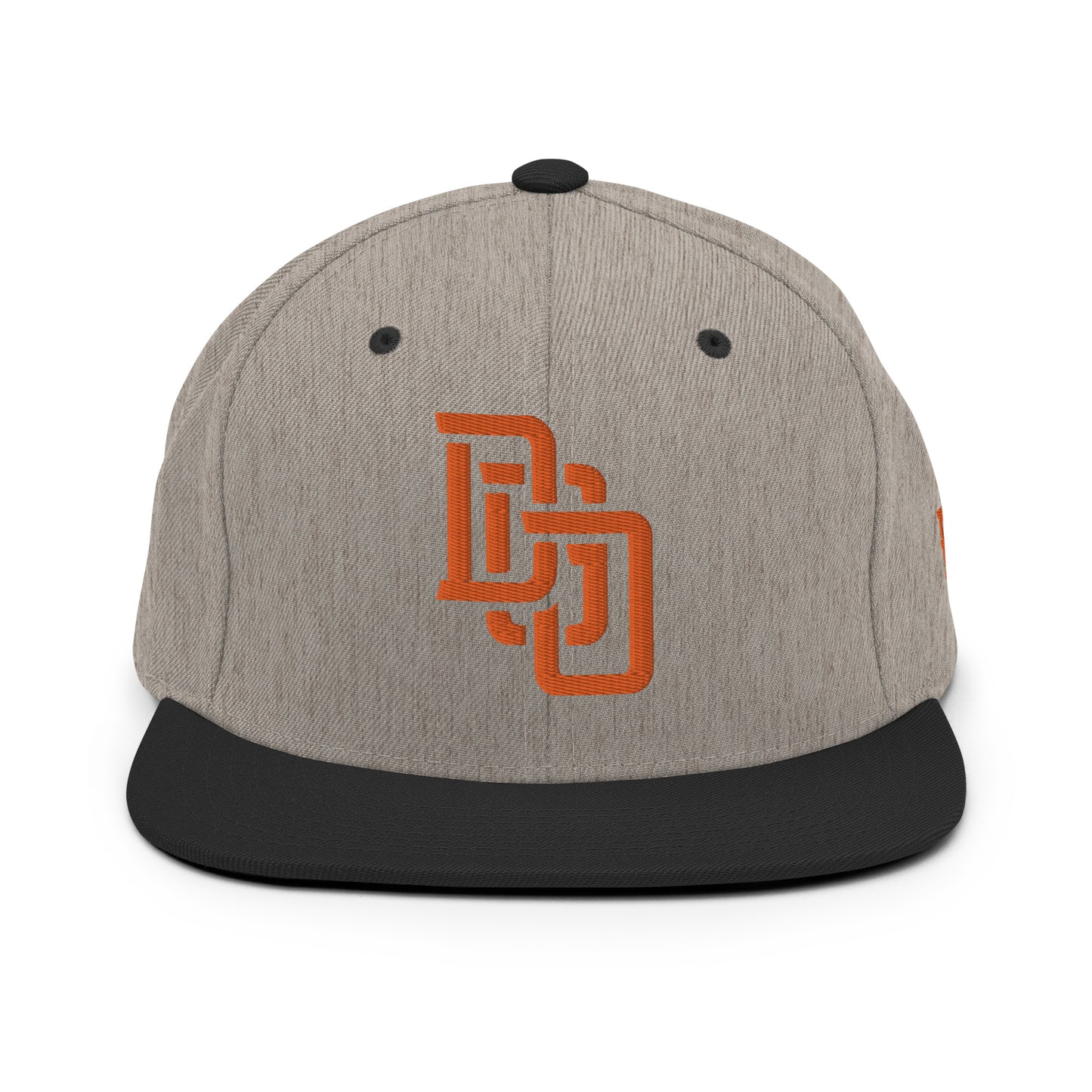 "DGO" Wool Blend Snapback Hat | Yupoong 6089M | E Luna Brand ESSENTIAL Duocrest 2 Orange Thread Logos: Front & Left