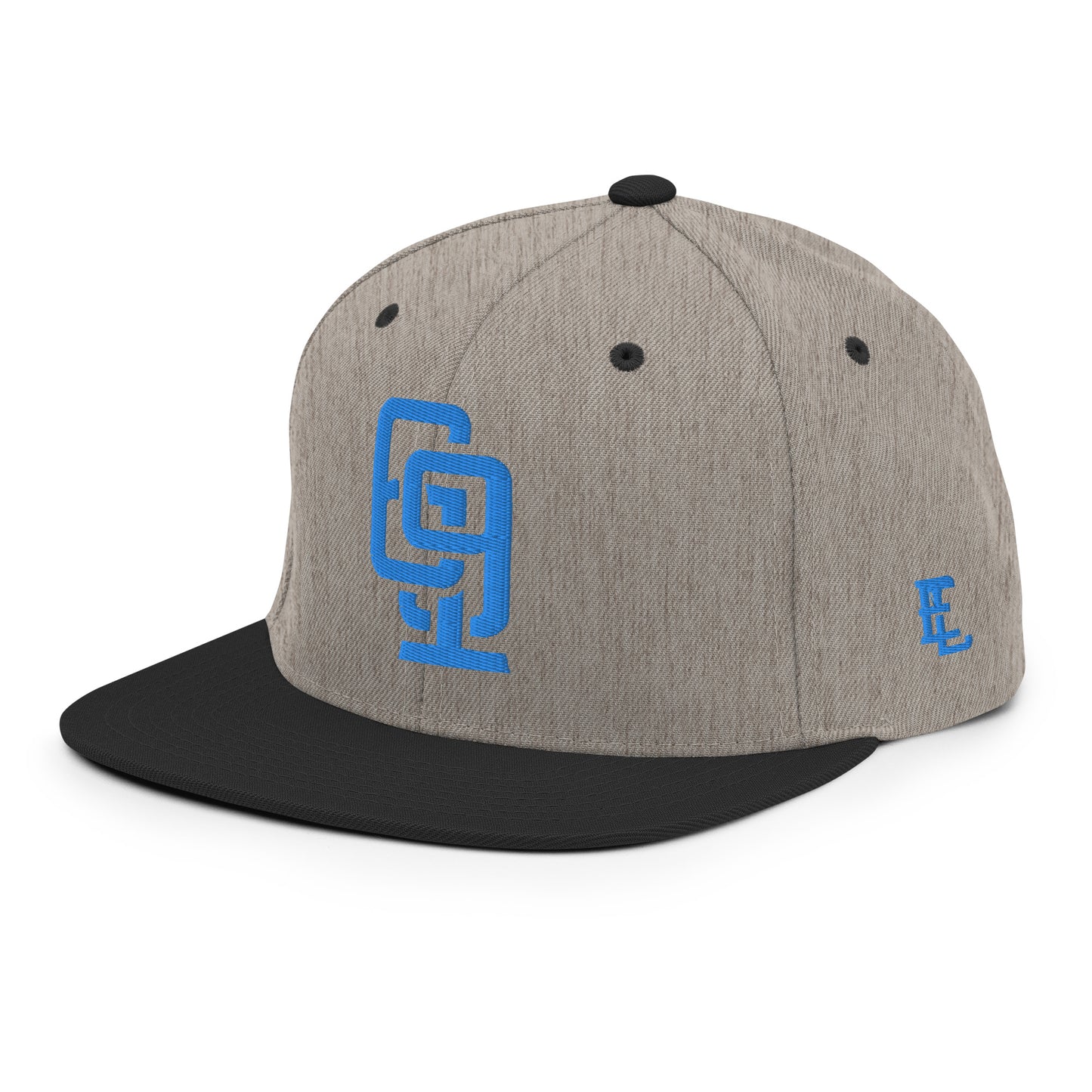 "619" Wool Blend Snapback | E Luna Brand ESSENTIAL | 2 Aqua/Teal Thread Logos