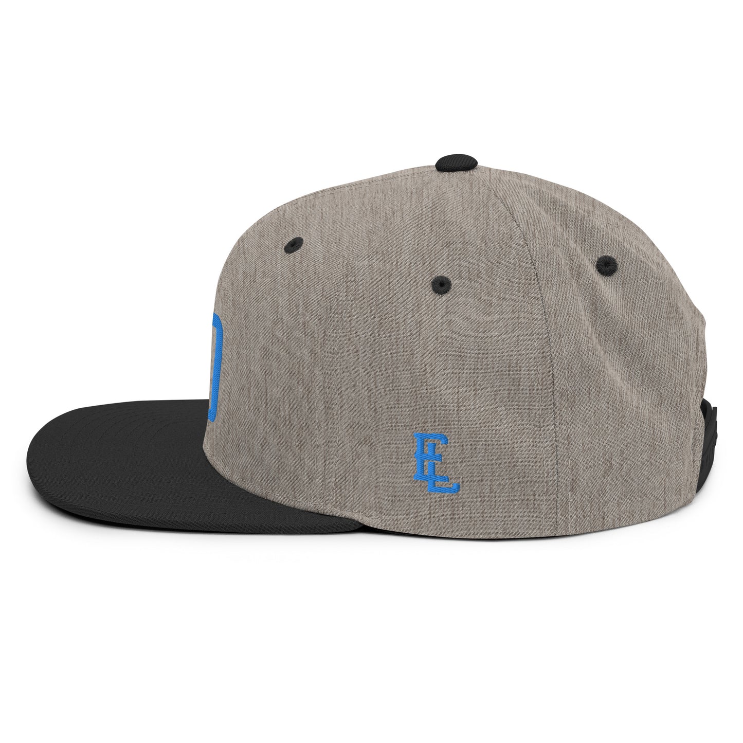 "DGO" Wool Blend Snapback Hat | Yupoong 6089M | E Luna Brand ESSENTIAL Duocrest 2 Aqua/Teal Thread Logos: Front & Left