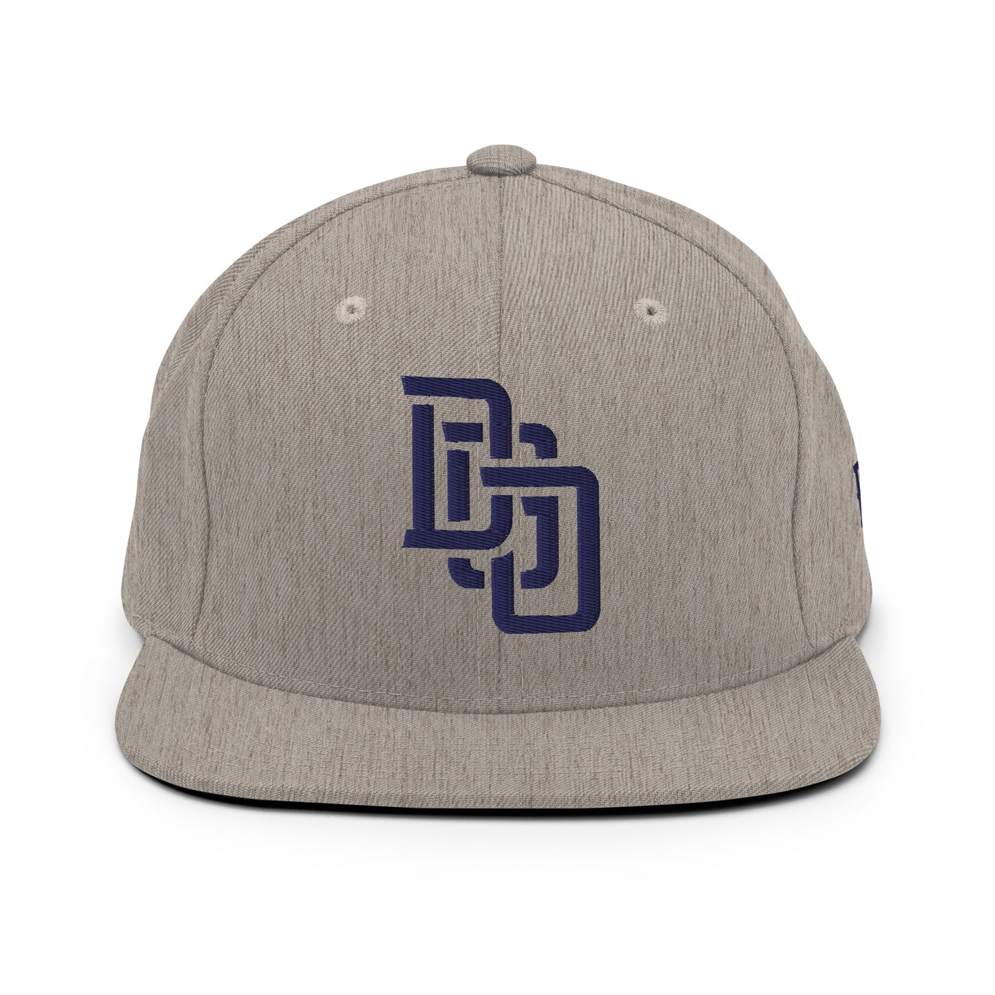 "DGO" Wool Blend Snapback Hat | Yupoong 6089M | E Luna Brand ESSENTIAL Duocrest 2 Navy Thread Logos: Front & Left