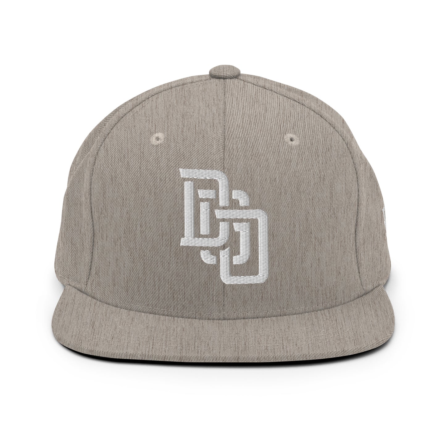 "DGO" Wool Blend Snapback Hat | Yupoong 6089M | E Luna Brand ESSENTIAL Duocrest 2 White Thread Logos: Front & Left