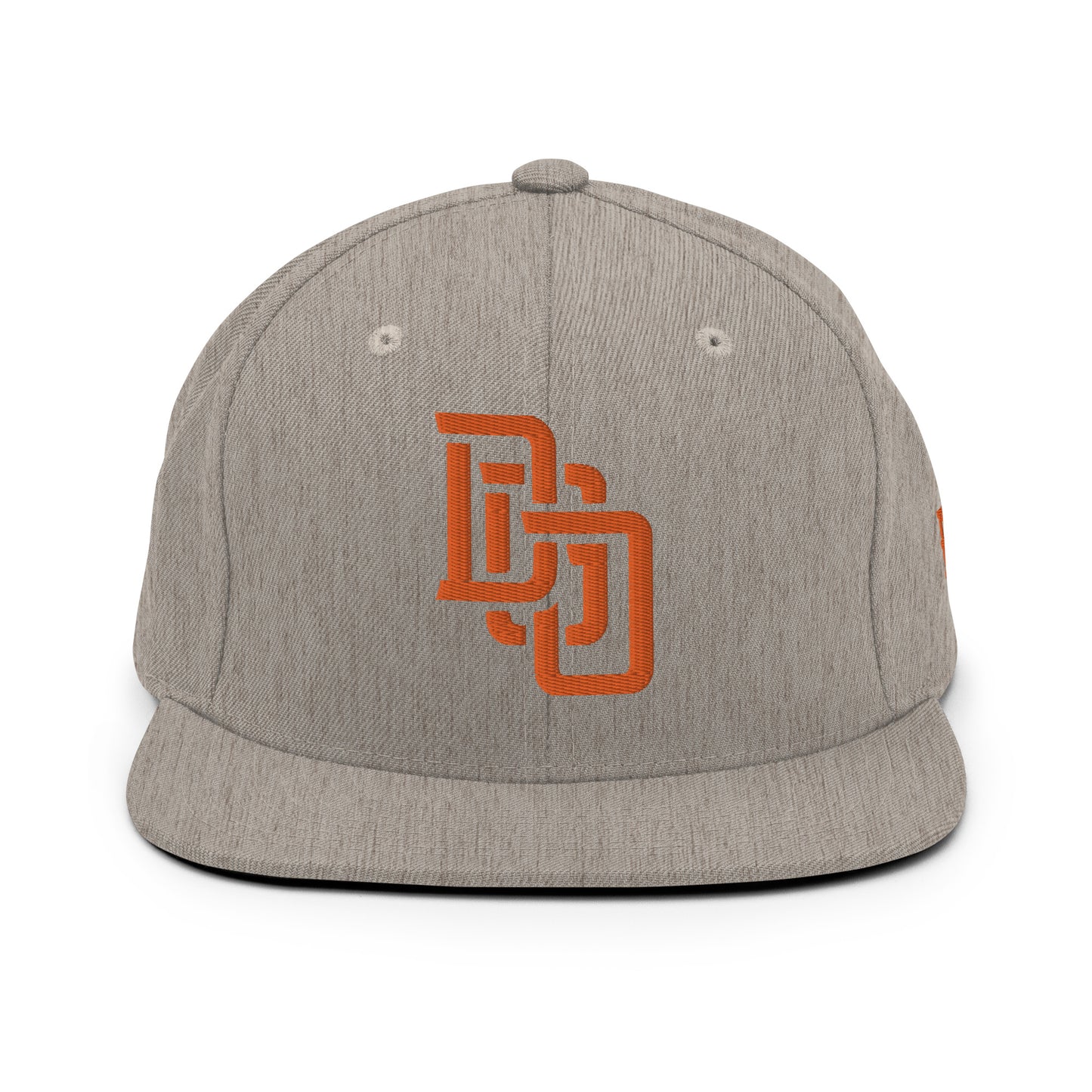 "DGO" Wool Blend Snapback Hat | Yupoong 6089M | E Luna Brand ESSENTIAL Duocrest 2 Orange Thread Logos: Front & Left