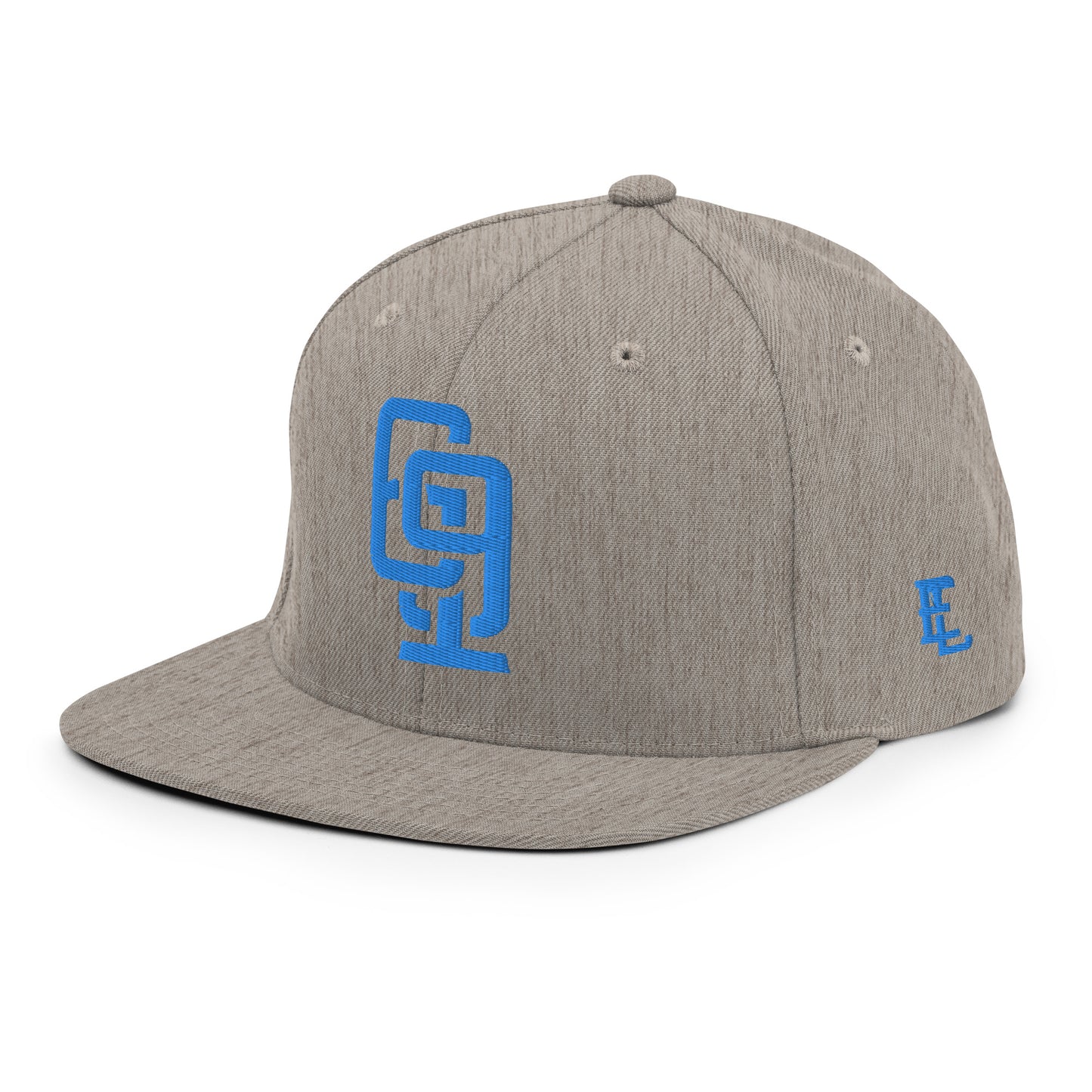 "619" Wool Blend Snapback | E Luna Brand ESSENTIAL | 2 Aqua/Teal Thread Logos