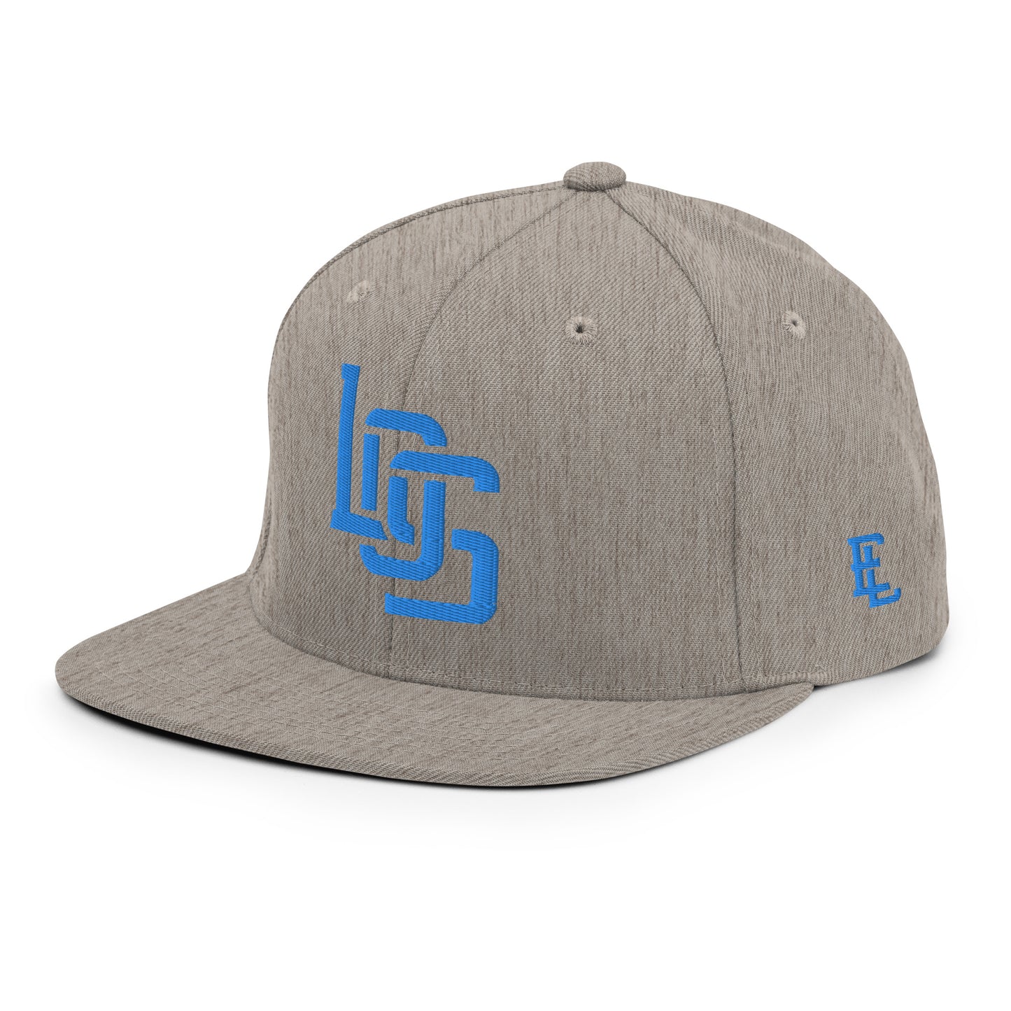 "LOS" Wool Blend Snapback | E Luna Brand ESSENTIAL | 2 Aqua/Teal Thread Logos