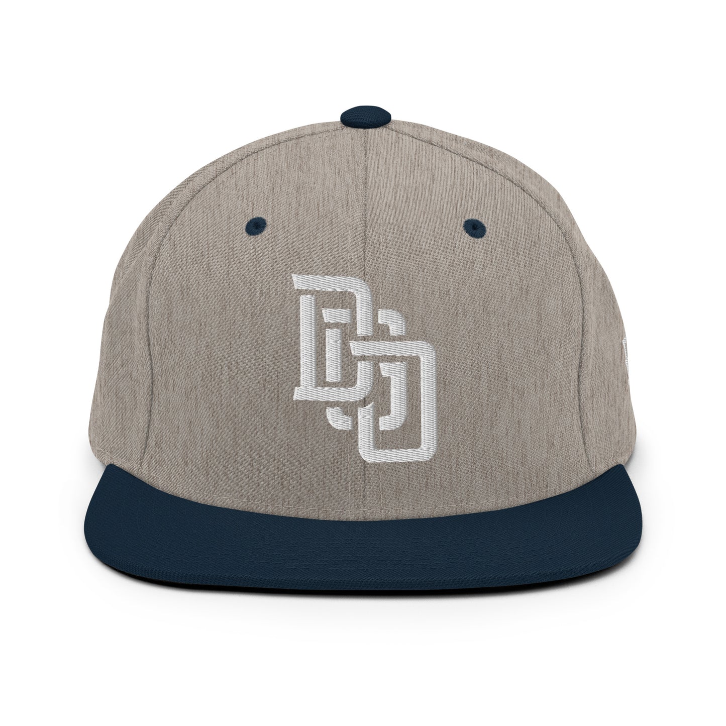 "DGO" Wool Blend Snapback Hat | Yupoong 6089M | E Luna Brand ESSENTIAL Duocrest 2 White Thread Logos: Front & Left