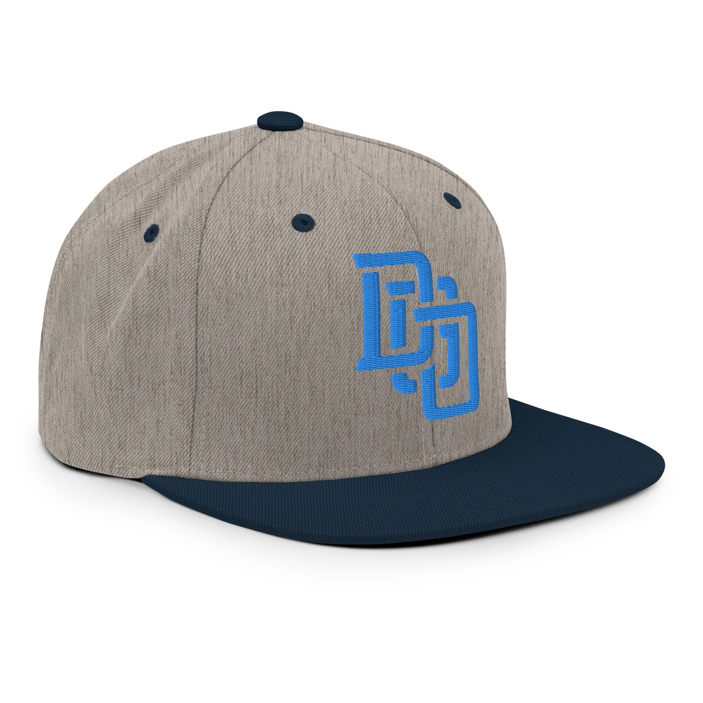 "DGO" Wool Blend Snapback Hat | Yupoong 6089M | E Luna Brand ESSENTIAL Duocrest 2 Aqua/Teal Thread Logos: Front & Left