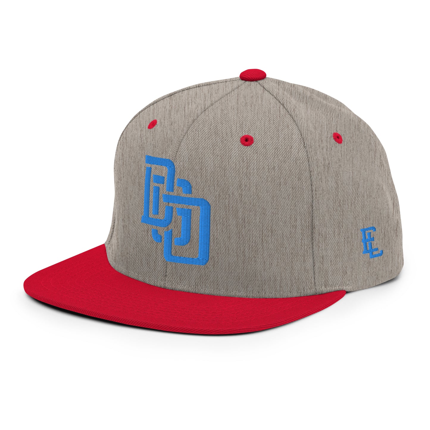 "DGO" Wool Blend Snapback Hat | Yupoong 6089M | E Luna Brand ESSENTIAL Duocrest 2 Aqua/Teal Thread Logos: Front & Left