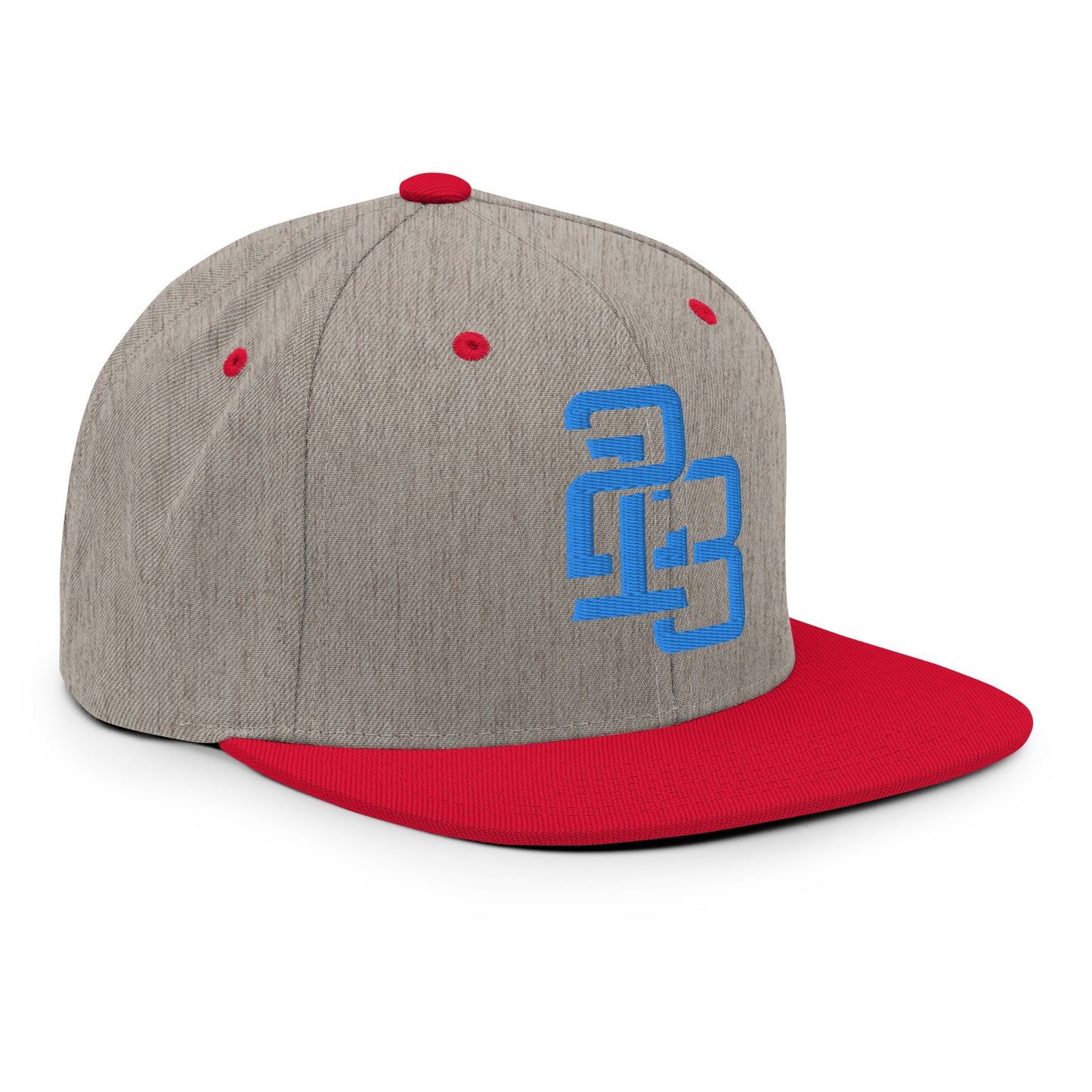 "213" Wool Blend Snapback Hat | Yupoong 6089M | E Luna ESSENTIAL Duocrest 2 Aqua/Teal Thread Front & Left Side Logos