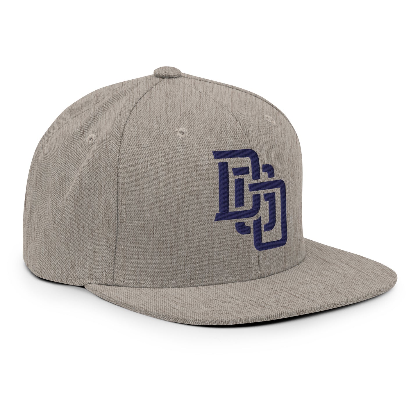 "DGO" Wool Blend Snapback Hat | Yupoong 6089M | E Luna Brand ESSENTIAL Duocrest 2 Navy Thread Logos: Front & Left