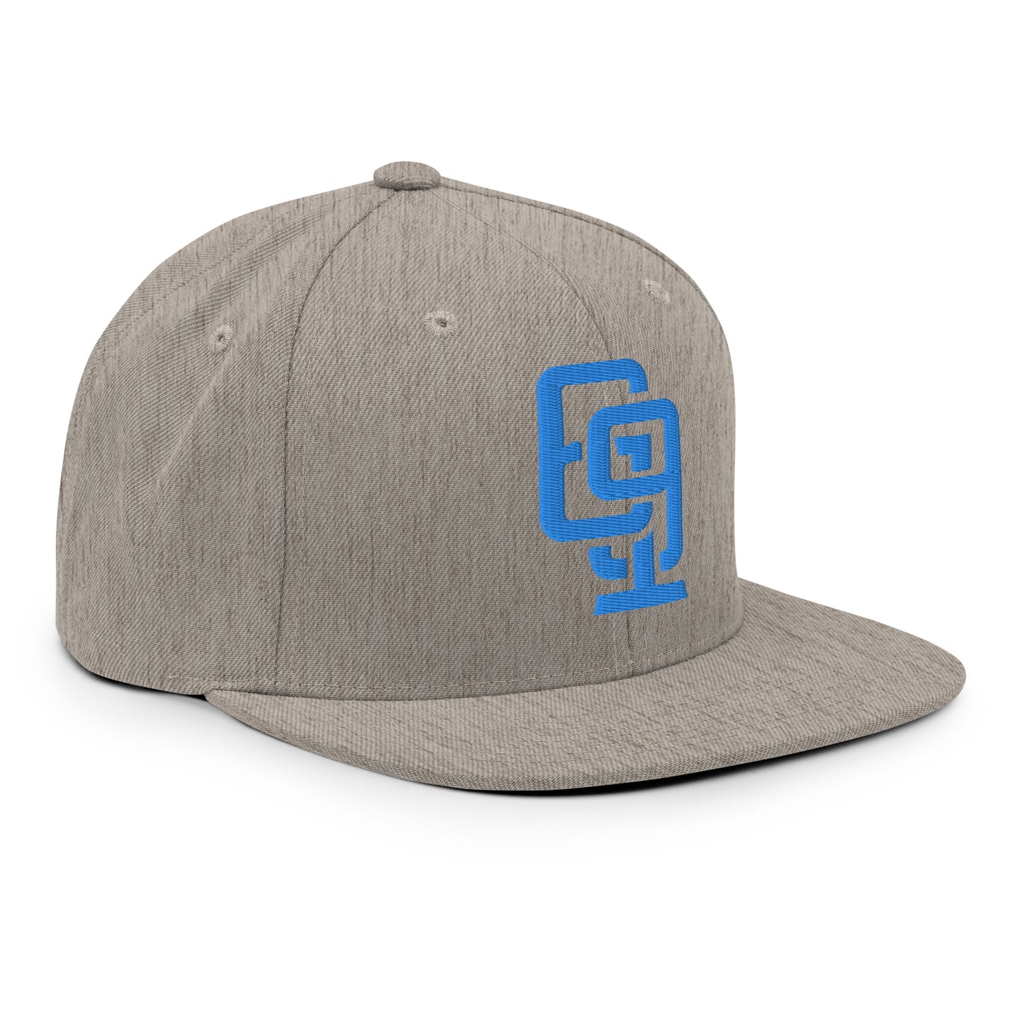 "619" Wool Blend Snapback | E Luna Brand ESSENTIAL | 2 Aqua/Teal Thread Logos