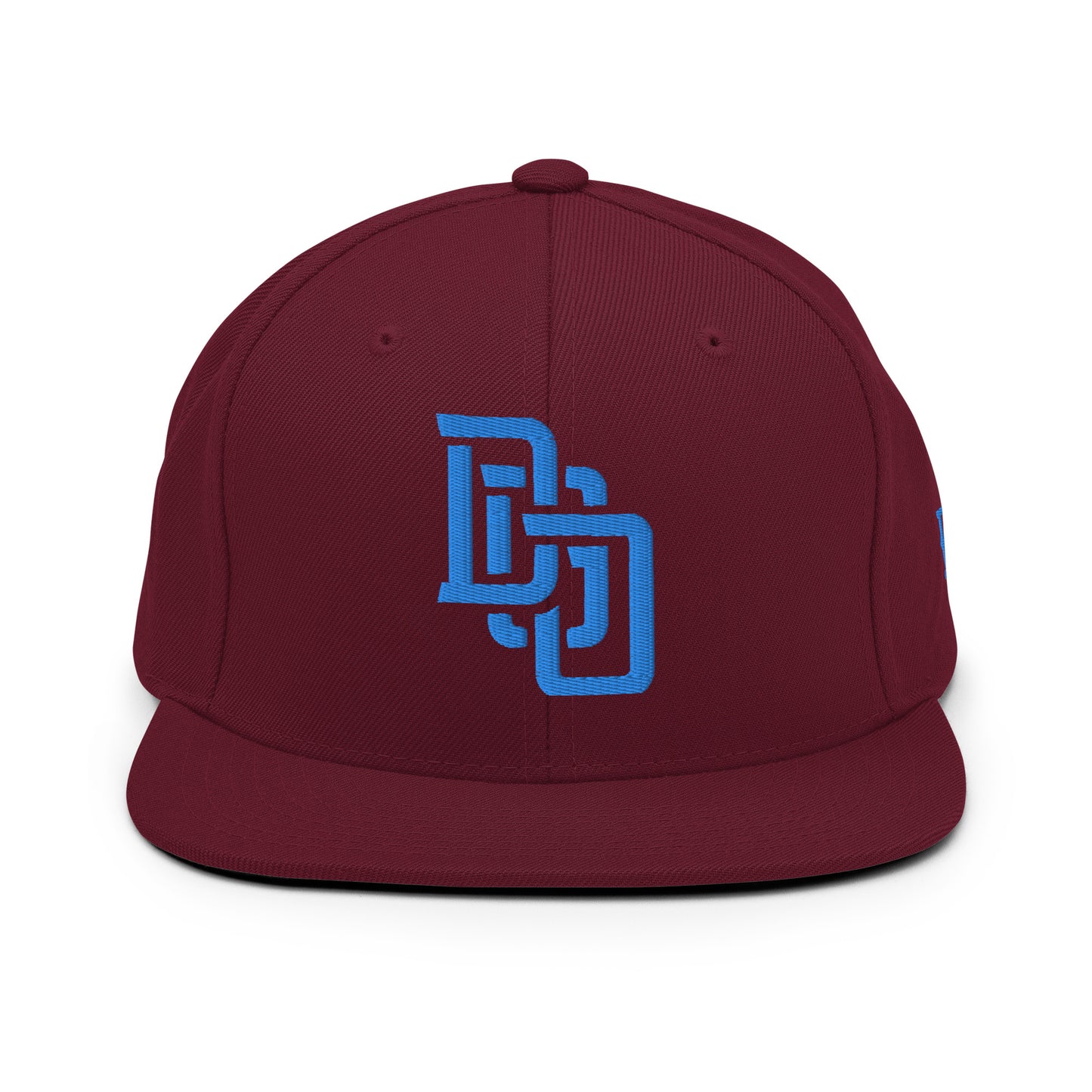 "DGO" Wool Blend Snapback Hat | Yupoong 6089M | E Luna Brand ESSENTIAL Duocrest 2 Aqua/Teal Thread Logos: Front & Left