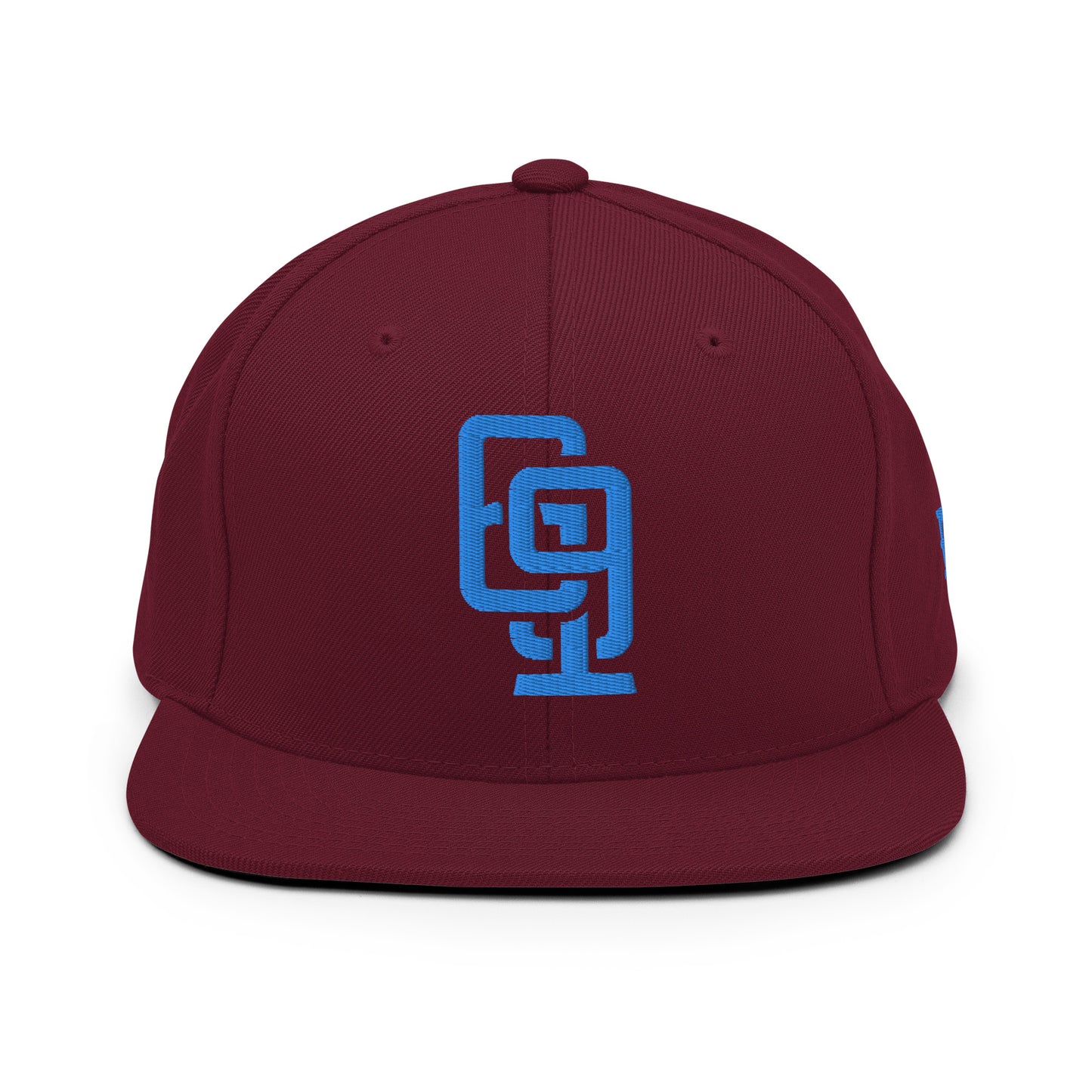 "619" Wool Blend Snapback | E Luna Brand ESSENTIAL | 2 Aqua/Teal Thread Logos
