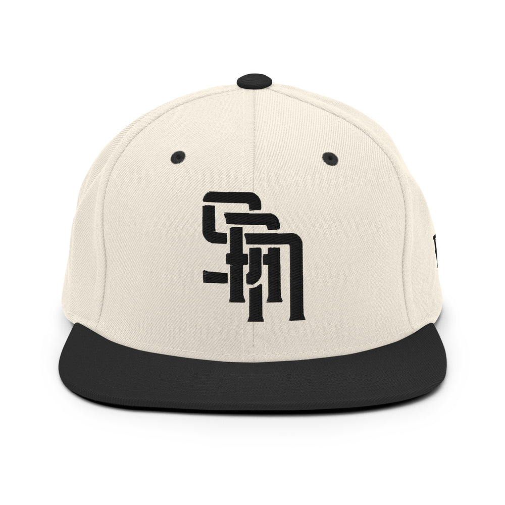 Gorra snapback de mezcla de lana "SAN" | E Luna Brand SELECT | 3 logotipos con hilo negro | Edición 3D Puff
