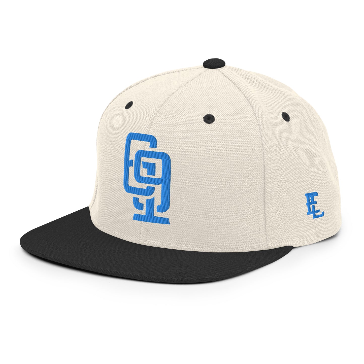 "619" Wool Blend Snapback | E Luna Brand ESSENTIAL | 2 Aqua/Teal Thread Logos
