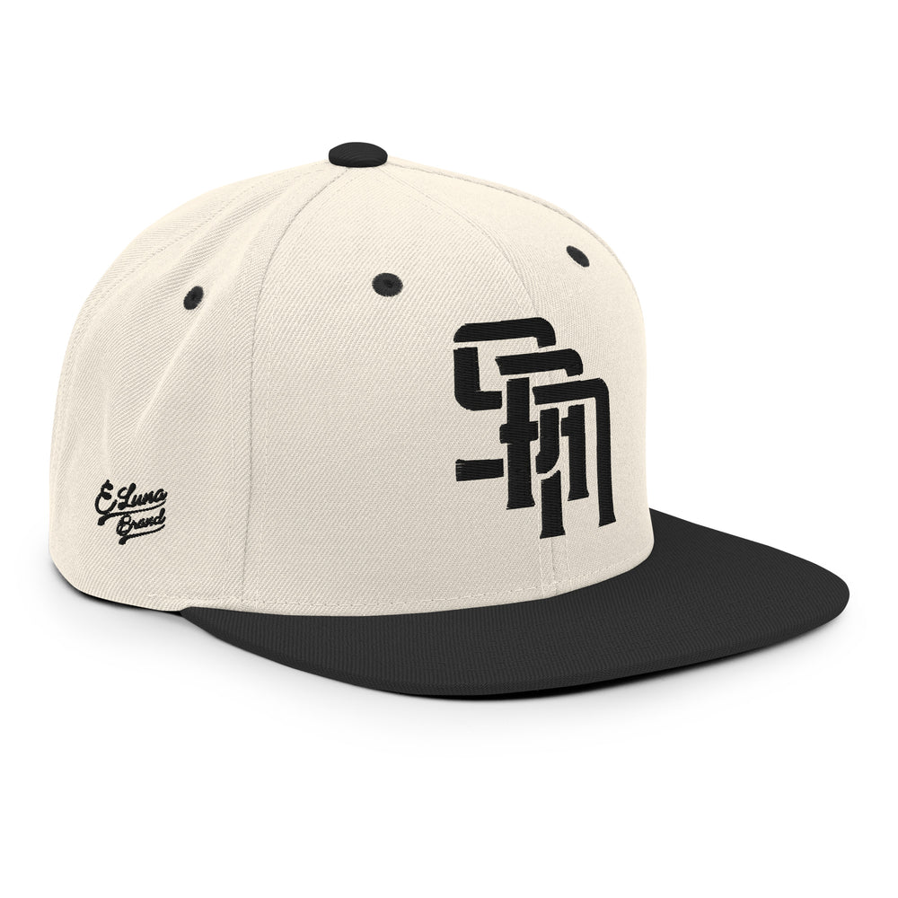 "SAN" Wool Blend Snapback | E Luna Brand PREMIUM | 4 Black Thread Logos | 3D Puff Edition