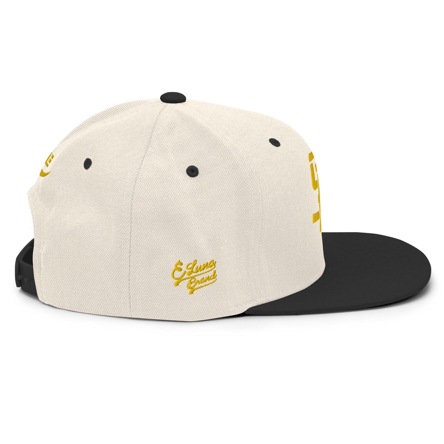 "SAN" Wool Blend Snapback | E Luna Brand PREMIUM | 4 Gold Thread Logos | 3D Puff Edition