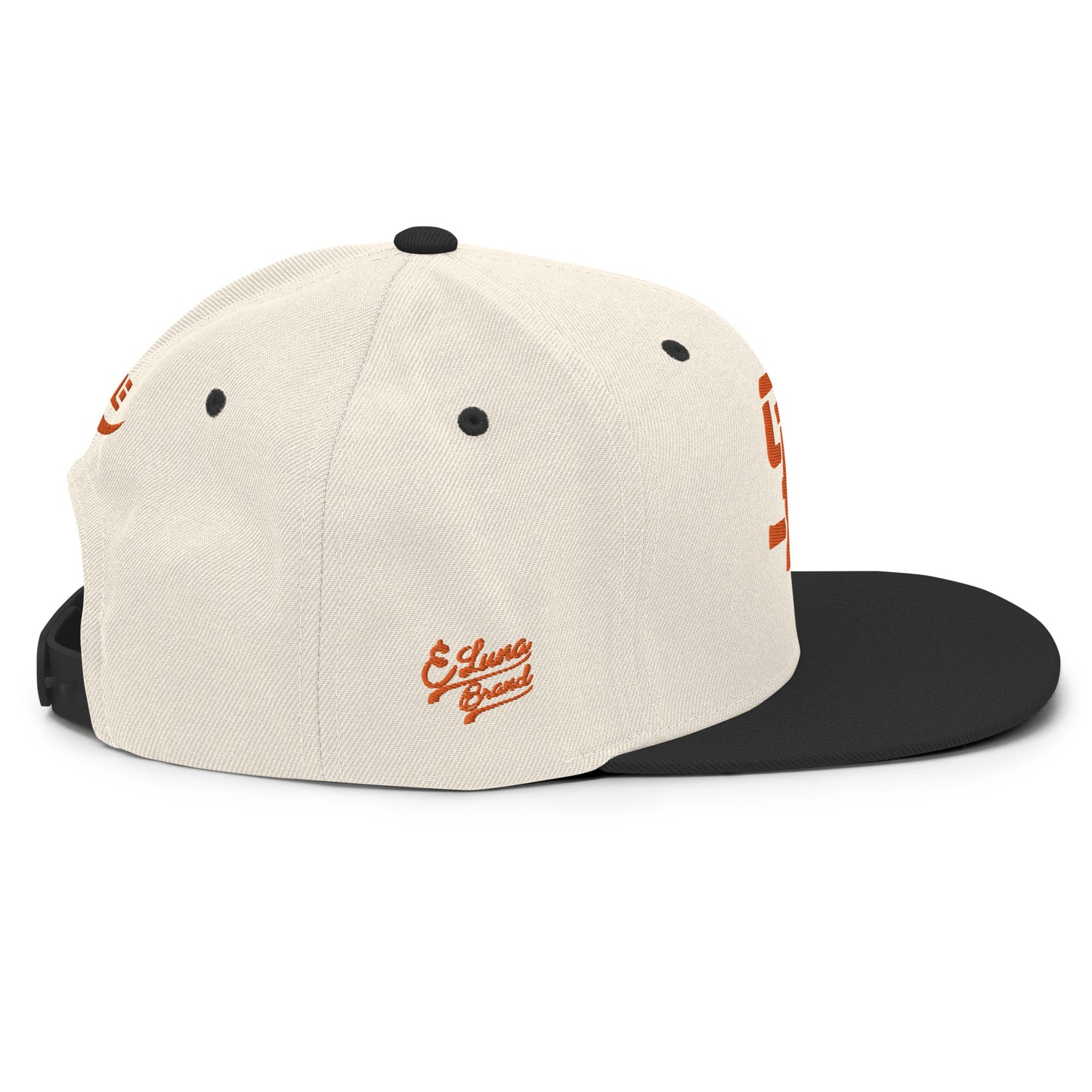 "SAN" Wool Blend Snapback | E Luna Brand PREMIUM | 4 Orange Thread Logos | 3D Puff Edition