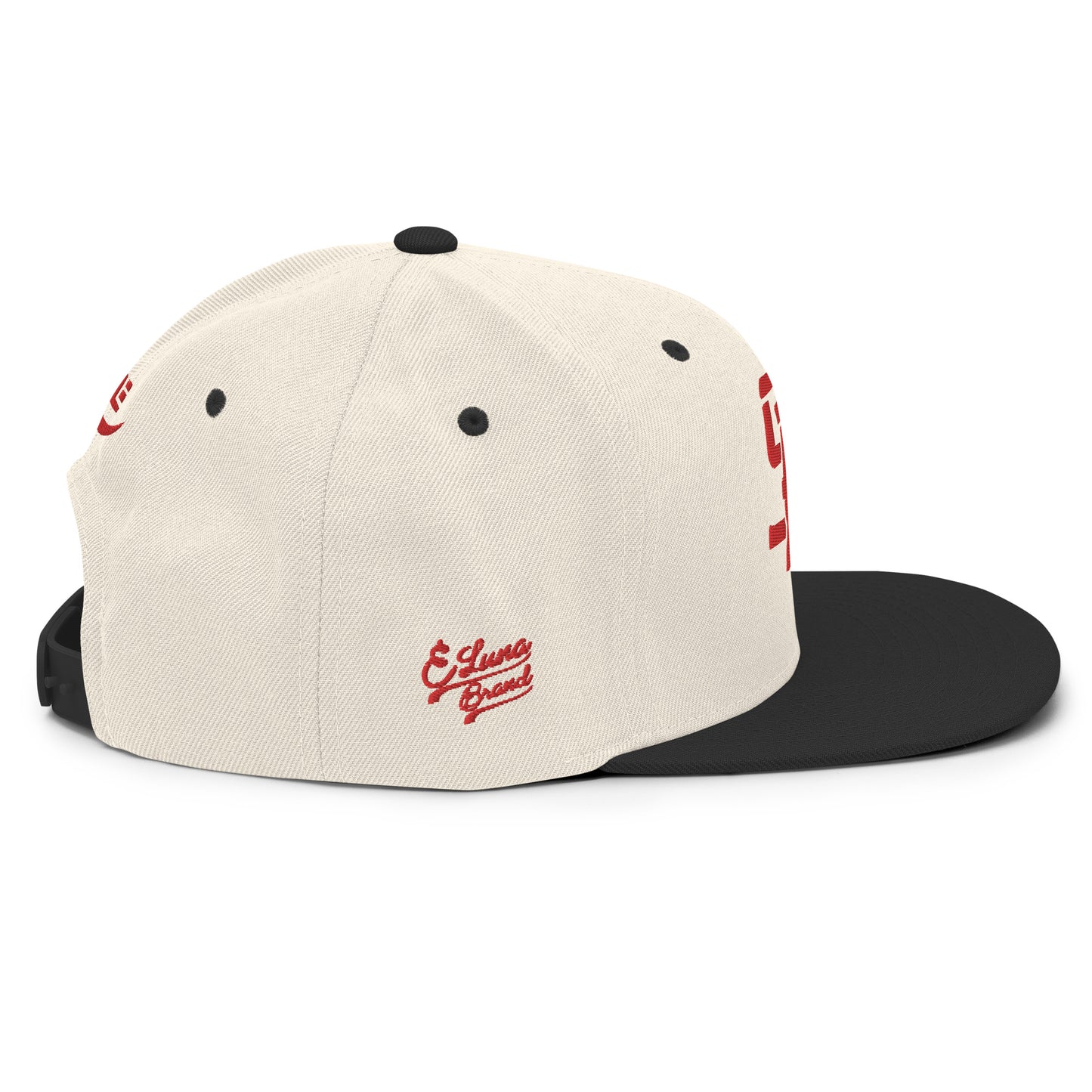 "SAN" Wool Blend Snapback | E Luna Brand PREMIUM | 4 Red Thread Logos | 3D Puff Edition