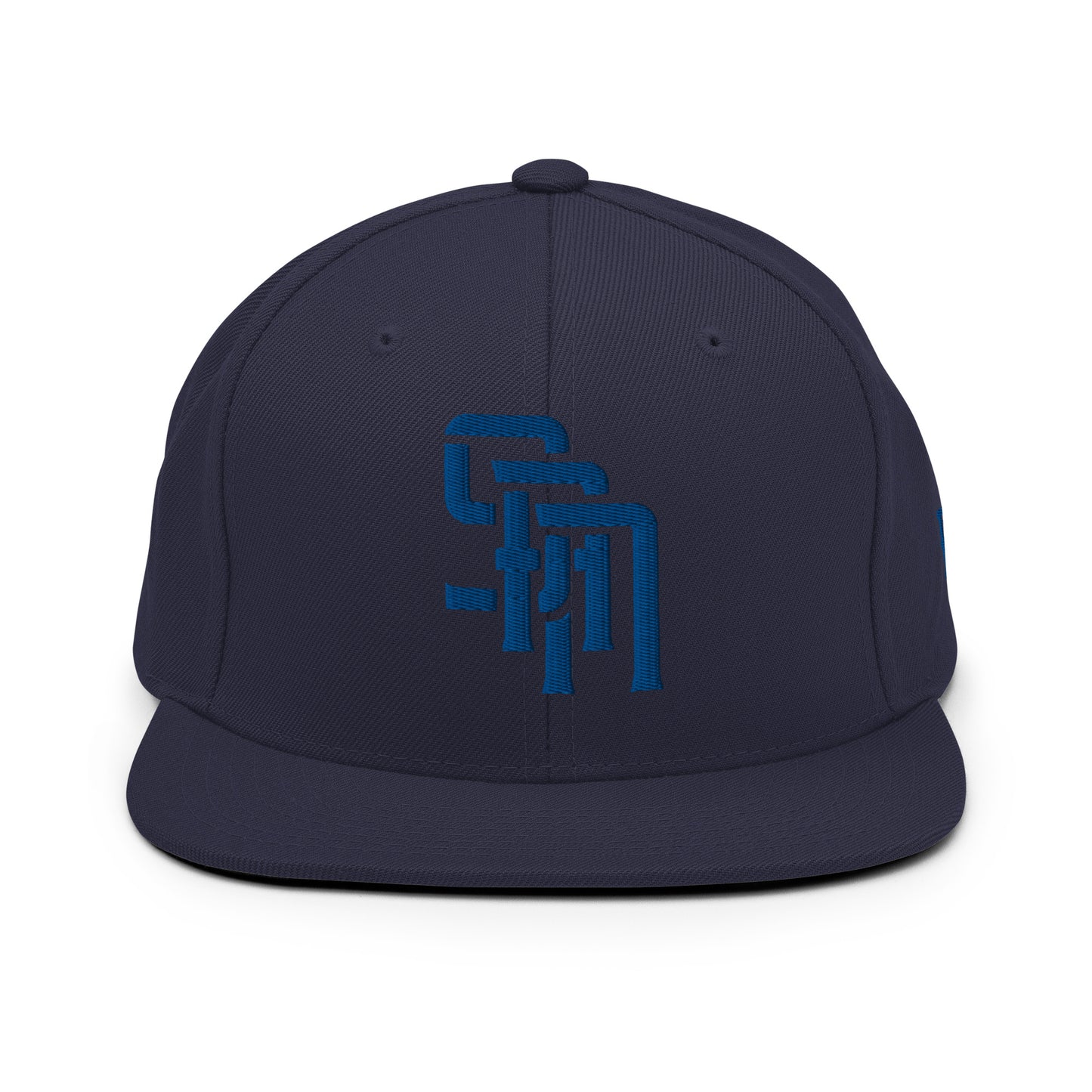 "SAN" Wool Blend Snapback Hat | Yupoong 6089M | E Luna Brand ESSENTIAL Duocrest 2 Royal Thread Logos: Front & Left