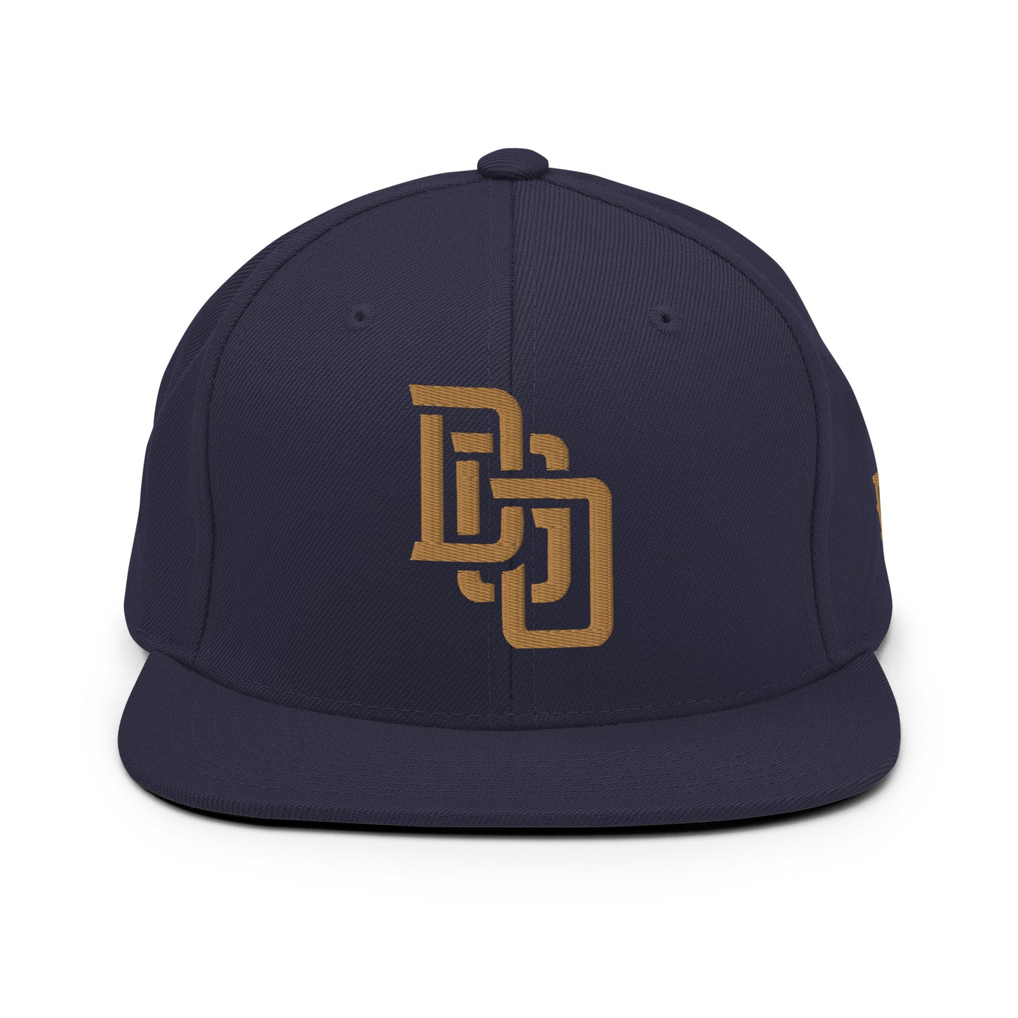 "DGO" Wool Blend Snapback Hat | Yupoong 6089M | E Luna Brand ESSENTIAL Duocrest 2 Old Gold Thread Logos: Front & Left