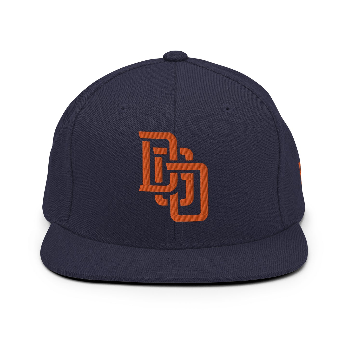 "DGO" Wool Blend Snapback Hat | Yupoong 6089M | E Luna Brand ESSENTIAL Duocrest 2 Orange Thread Logos: Front & Left