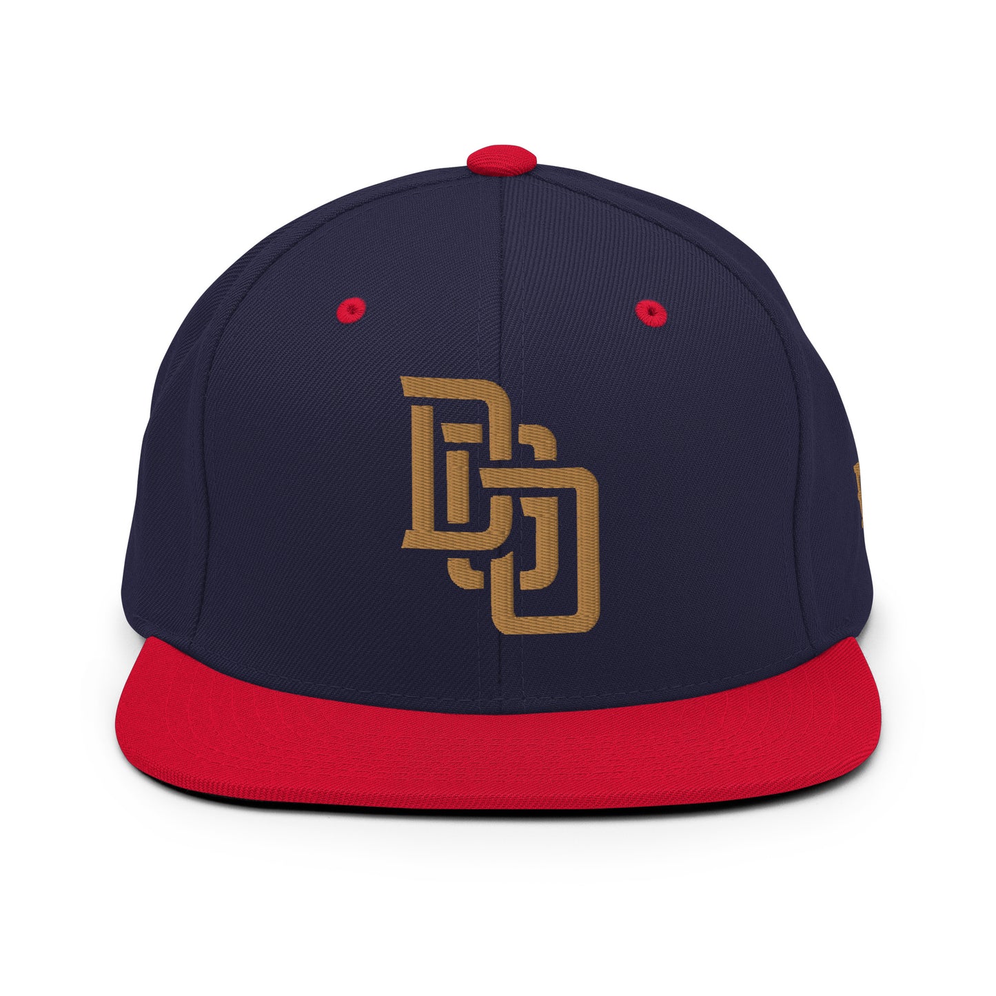 "DGO" Wool Blend Snapback Hat | Yupoong 6089M | E Luna Brand ESSENTIAL Duocrest 2 Old Gold Thread Logos: Front & Left