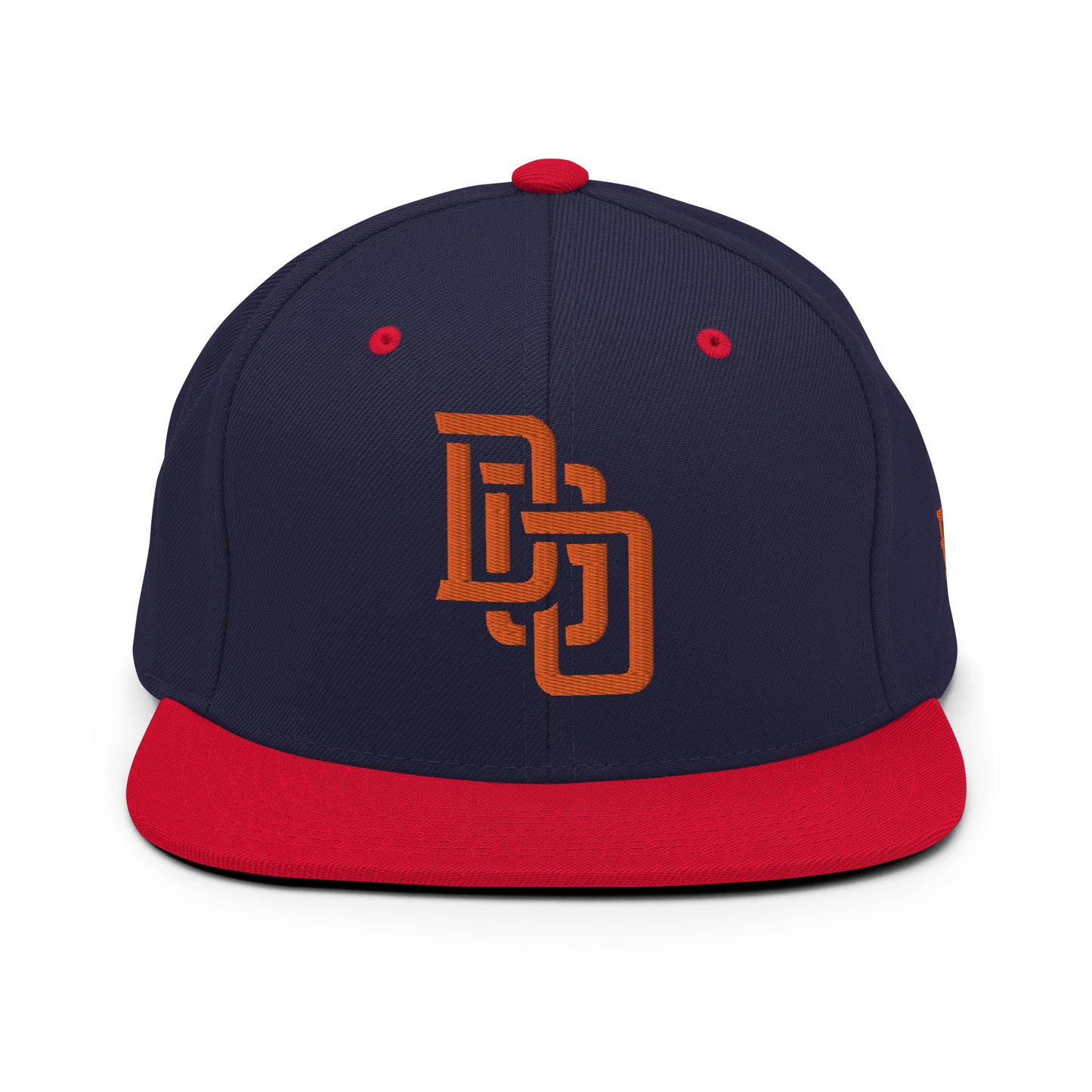 "DGO" Wool Blend Snapback Hat | Yupoong 6089M | E Luna Brand ESSENTIAL Duocrest 2 Orange Thread Logos: Front & Left