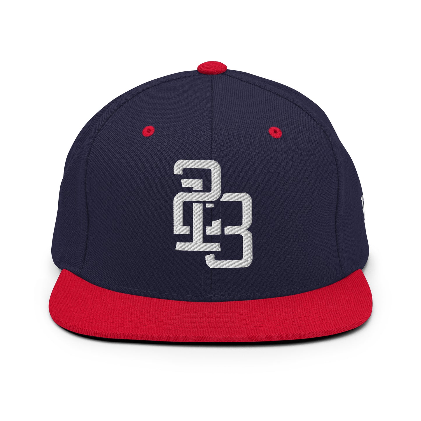 "213" Wool Blend Snapback Hat | Yupoong 6089M | E Luna ESSENTIAL Duocrest 2 White Thread Front & Left Side Logos