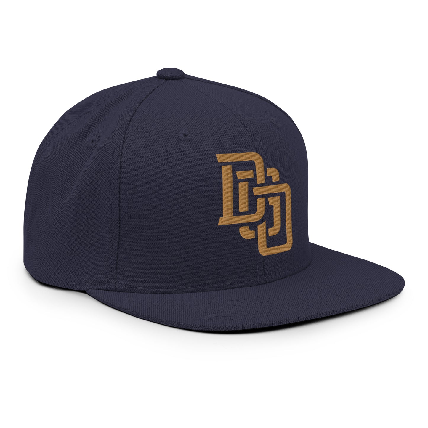 "DGO" Wool Blend Snapback Hat | Yupoong 6089M | E Luna Brand ESSENTIAL Duocrest 2 Old Gold Thread Logos: Front & Left