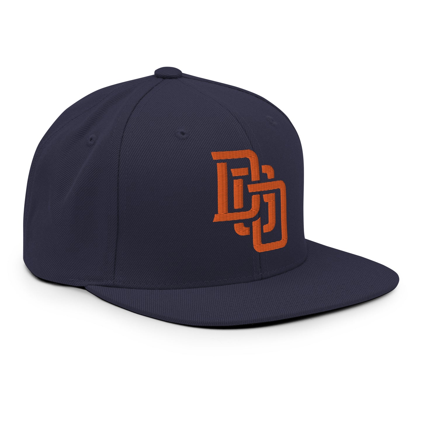 "DGO" Wool Blend Snapback Hat | Yupoong 6089M | E Luna Brand ESSENTIAL Duocrest 2 Orange Thread Logos: Front & Left