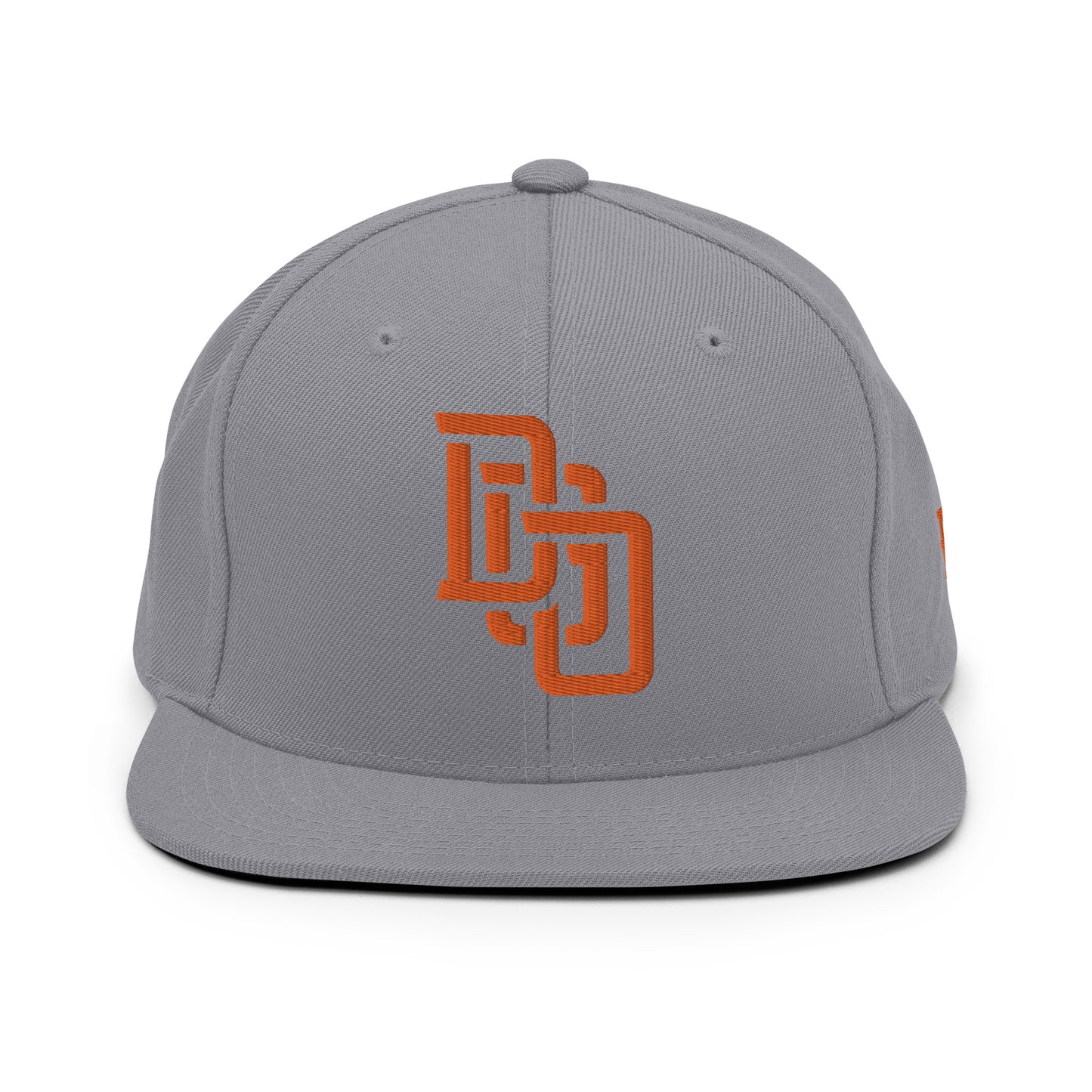 "DGO" Wool Blend Snapback Hat | Yupoong 6089M | E Luna Brand ESSENTIAL Duocrest 2 Orange Thread Logos: Front & Left