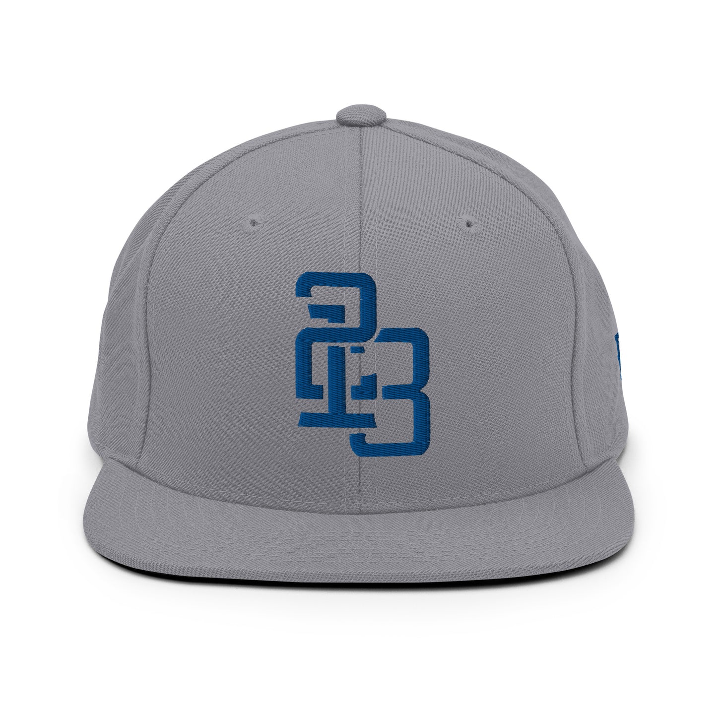 "213" Wool Blend Snapback Hat | Yupoong 6089M | E Luna ESSENTIAL Duocrest 2 Royal Thread Front & Left Side Logos