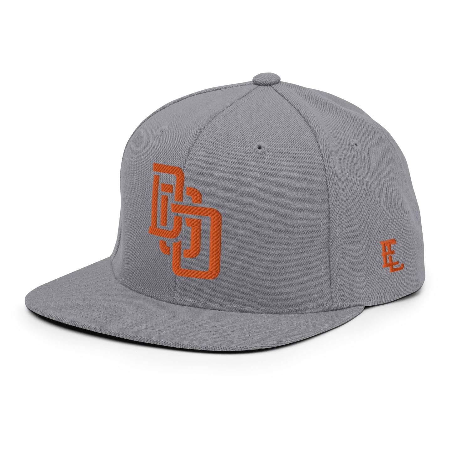 "DGO" Wool Blend Snapback Hat | Yupoong 6089M | E Luna Brand ESSENTIAL Duocrest 2 Orange Thread Logos: Front & Left