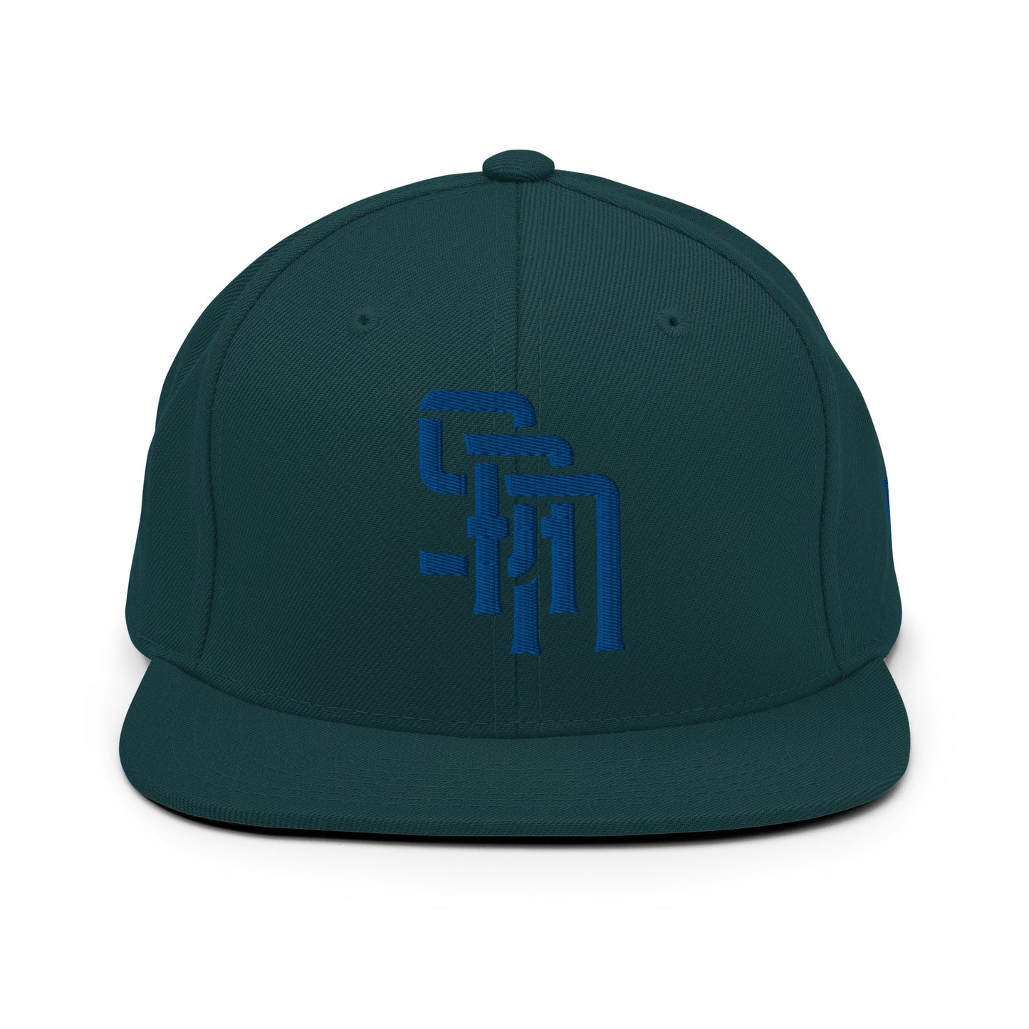 "SAN" Wool Blend Snapback Hat | Yupoong 6089M | E Luna Brand ESSENTIAL Duocrest 2 Royal Thread Logos: Front & Left