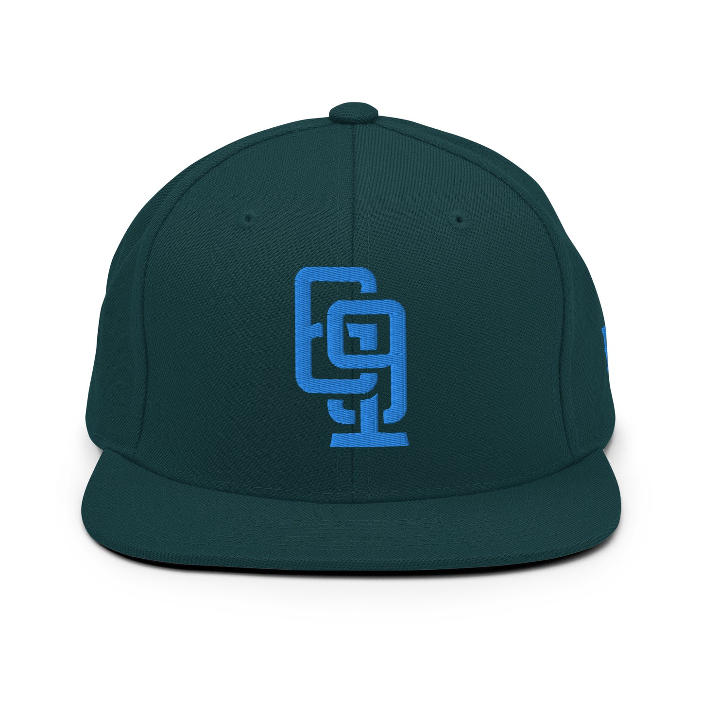 "619" Wool Blend Snapback | E Luna Brand ESSENTIAL | 2 Aqua/Teal Thread Logos