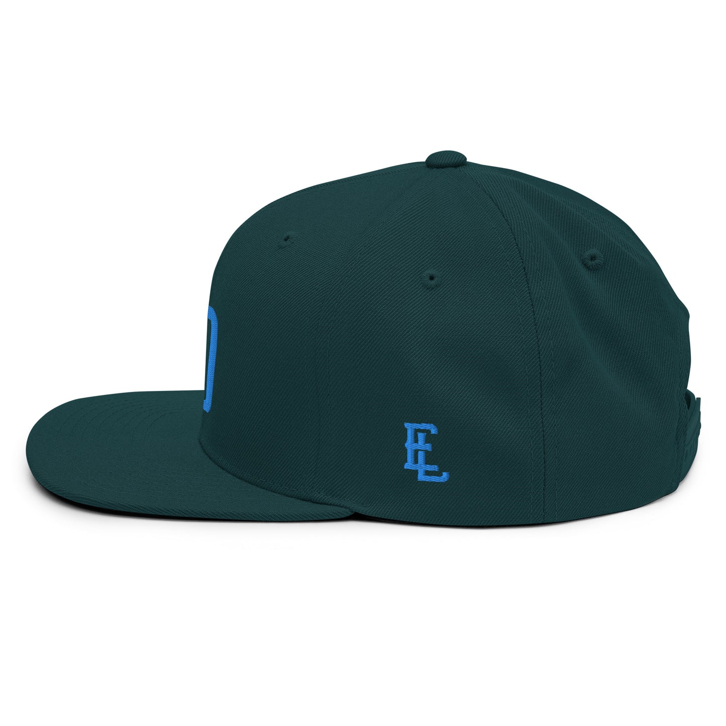 "DGO" Wool Blend Snapback Hat | Yupoong 6089M | E Luna Brand ESSENTIAL Duocrest 2 Aqua/Teal Thread Logos: Front & Left
