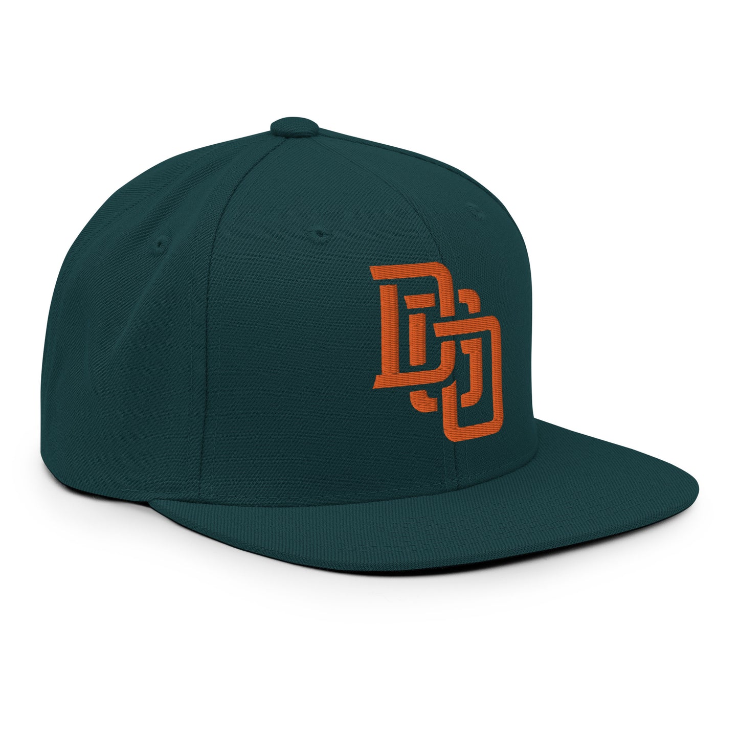 "DGO" Wool Blend Snapback Hat | Yupoong 6089M | E Luna Brand ESSENTIAL Duocrest 2 Orange Thread Logos: Front & Left