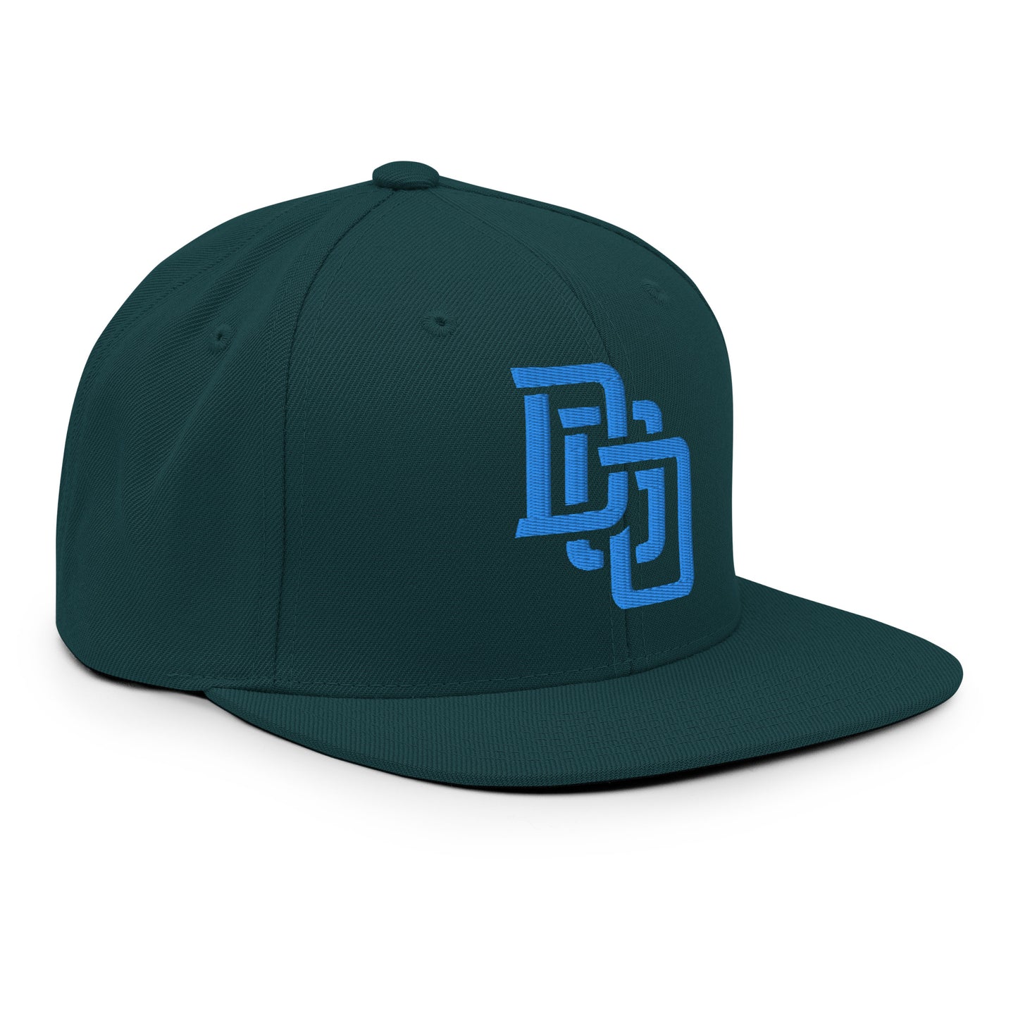 "DGO" Wool Blend Snapback Hat | Yupoong 6089M | E Luna Brand ESSENTIAL Duocrest 2 Aqua/Teal Thread Logos: Front & Left