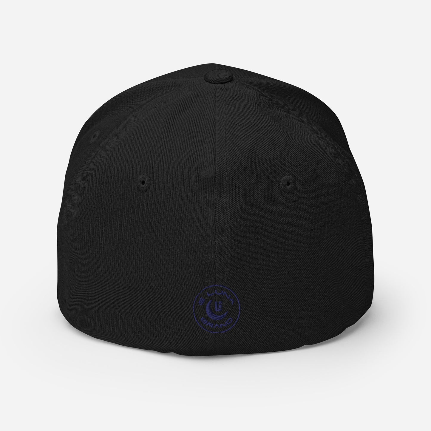 "213" Structured Twill Cap | Flexfit 6277 | E Luna SELECT Tricrest 3 Navy Thread Front, Left Side & Back Logos