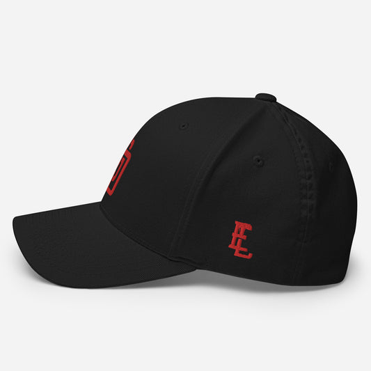 Gorra de sarga estructurada "DGO" | E Luna Brand ESSENTIAL | 2 Logotipos de hilo rojo | Edición 3D Puff