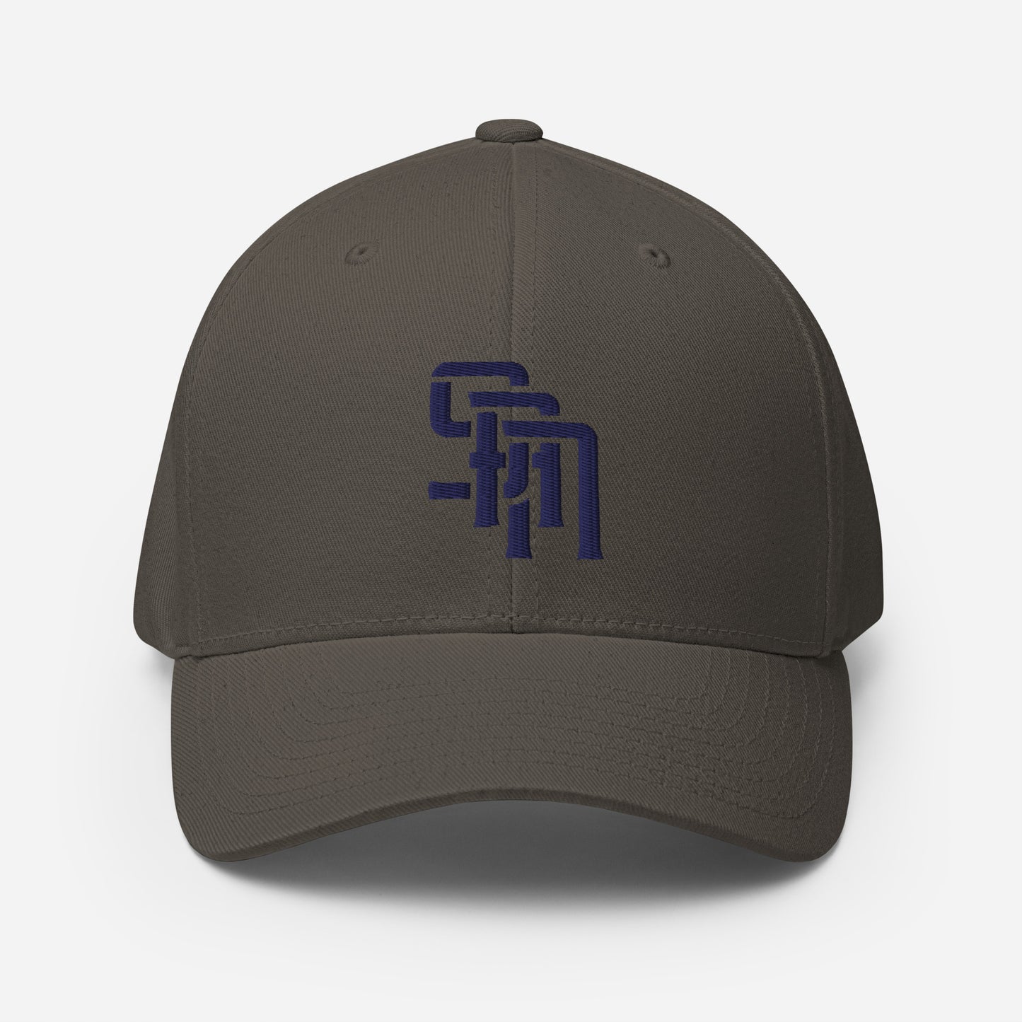 "SAN" Structured Twill Cap | Flexfit 6277 | E Luna Brand ESSENTIAL Duocrest 2 Navy Thread Logos: Front & Left