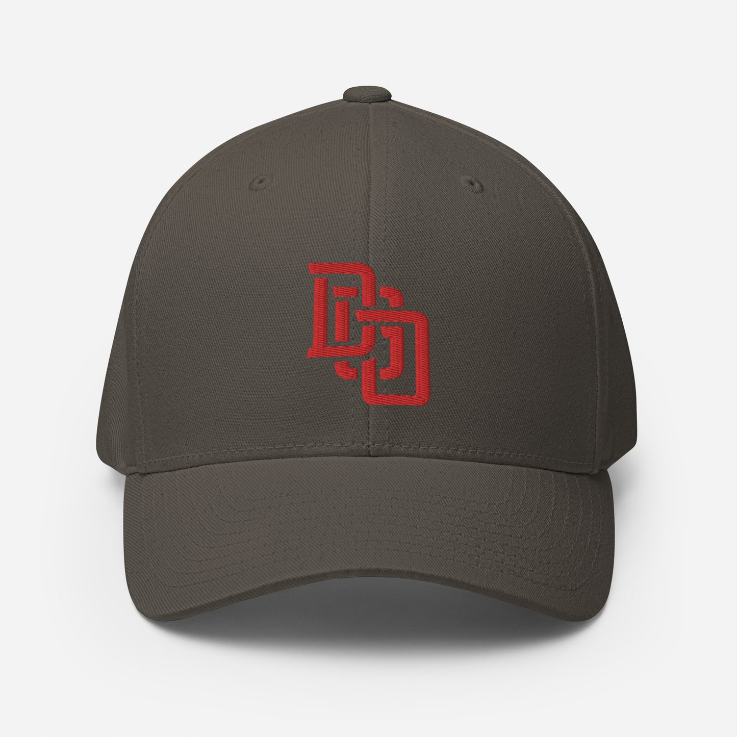 "DGO" Structured Twill Cap | Flexfit 6277 | E Luna Brand ESSENTIAL Duocrest 2 Red Thread Logos: Front & Left