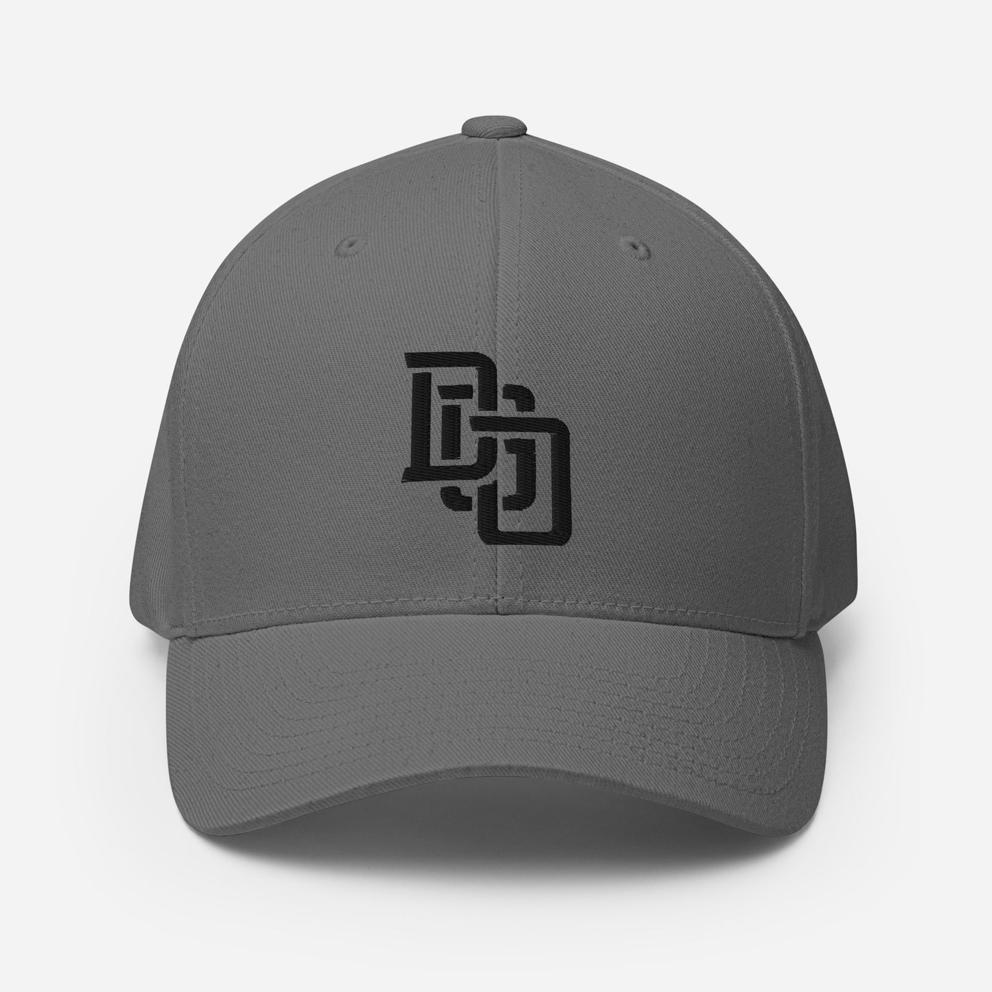 "DGO" Structured Twill Cap | Flexfit 6277 | E Luna Brand ESSENTIAL Duocrest 2 Black Thread Logos: Front & Left