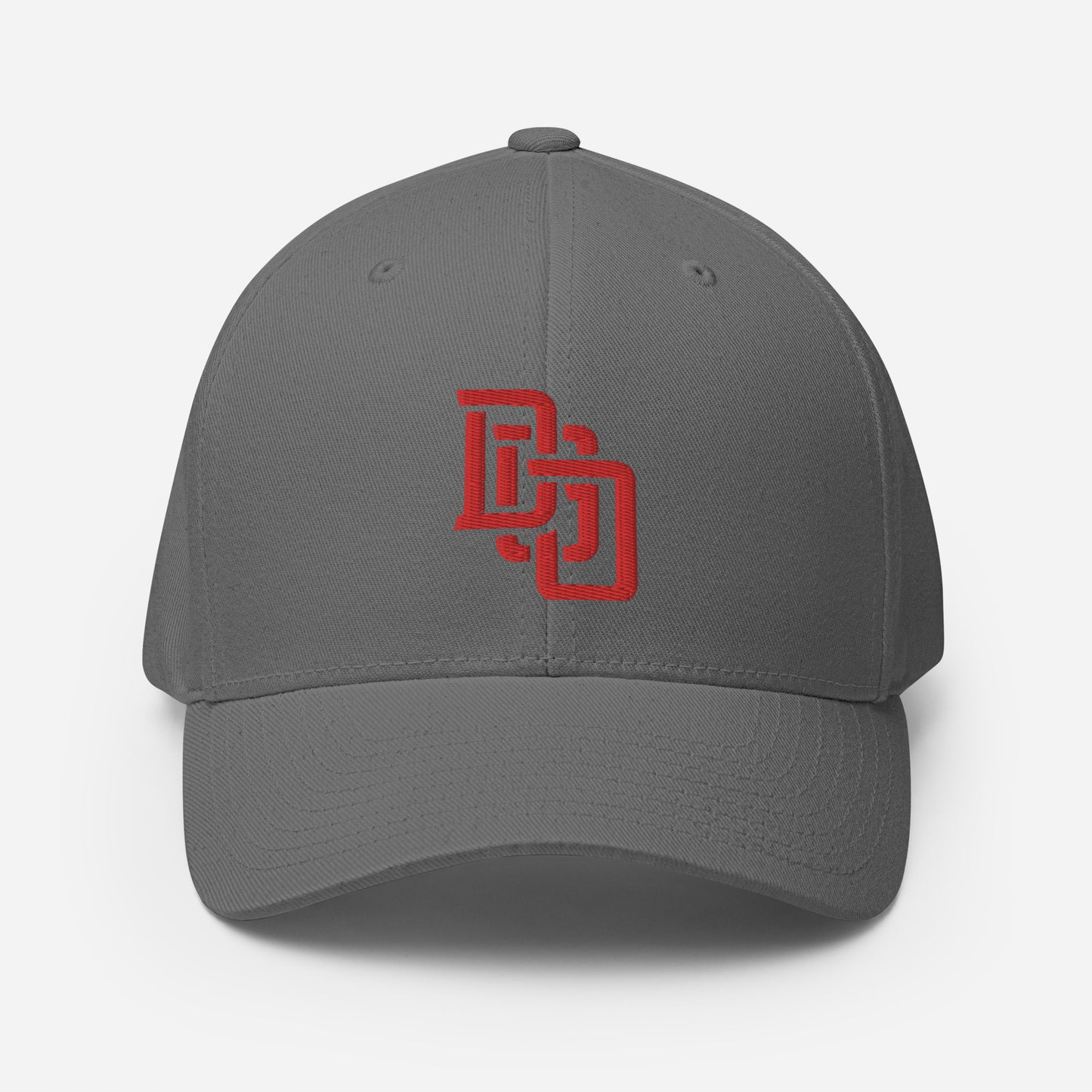"DGO" Structured Twill Cap | Flexfit 6277 | E Luna Brand ESSENTIAL Duocrest 2 Red Thread Logos: Front & Left
