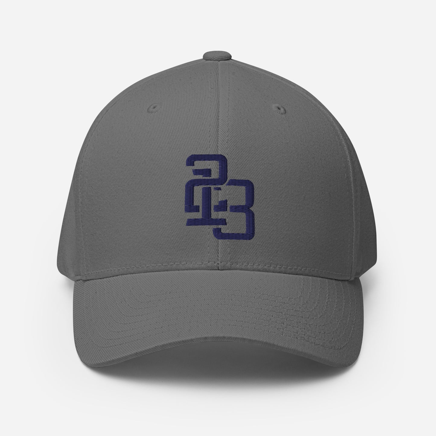 "213" Structured Twill Cap | Flexfit 6277 | E Luna SELECT Tricrest 3 Navy Thread Front, Left Side & Back Logos