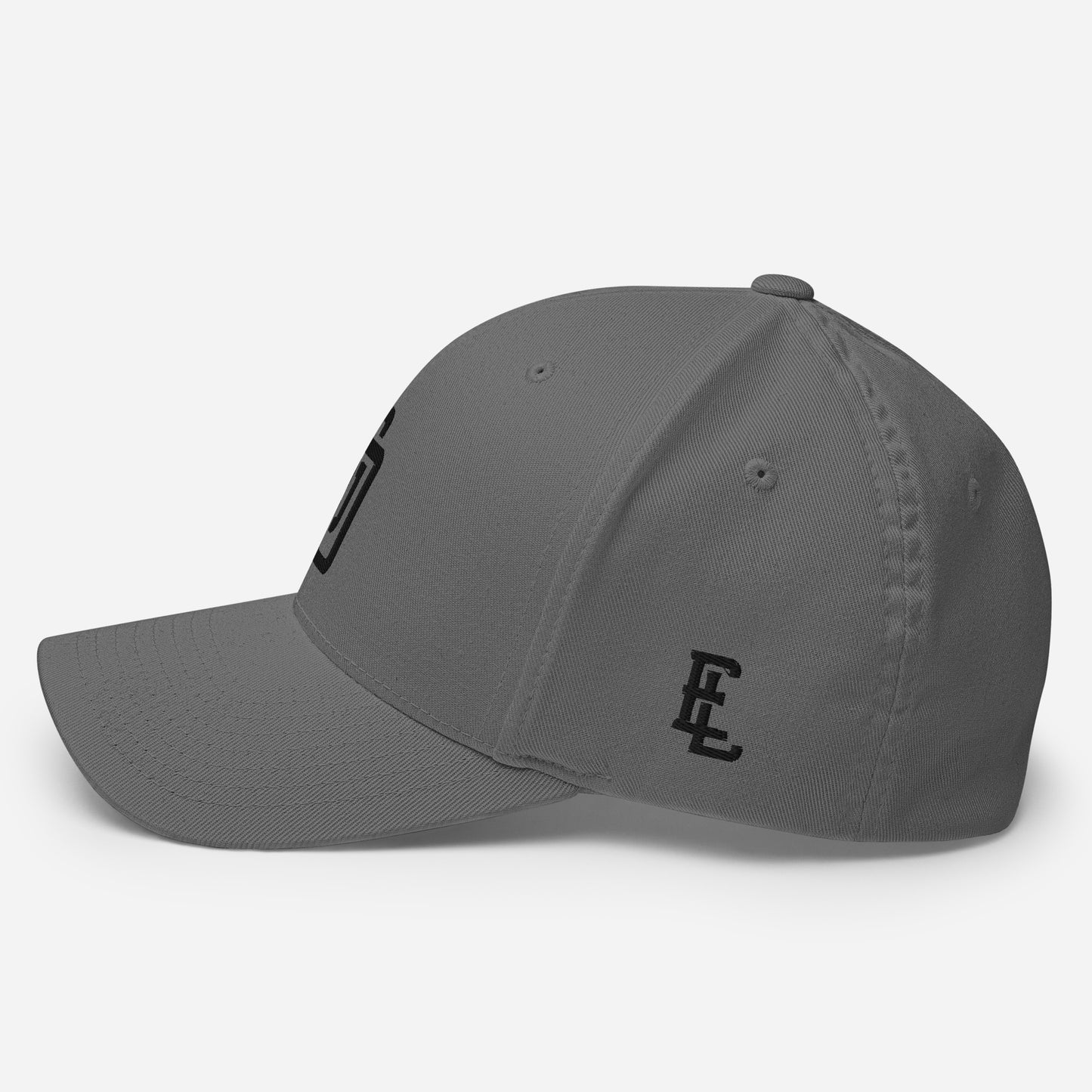"DGO" Structured Twill Cap | Flexfit 6277 | E Luna Brand ESSENTIAL Duocrest 2 Black Thread Logos: Front & Left