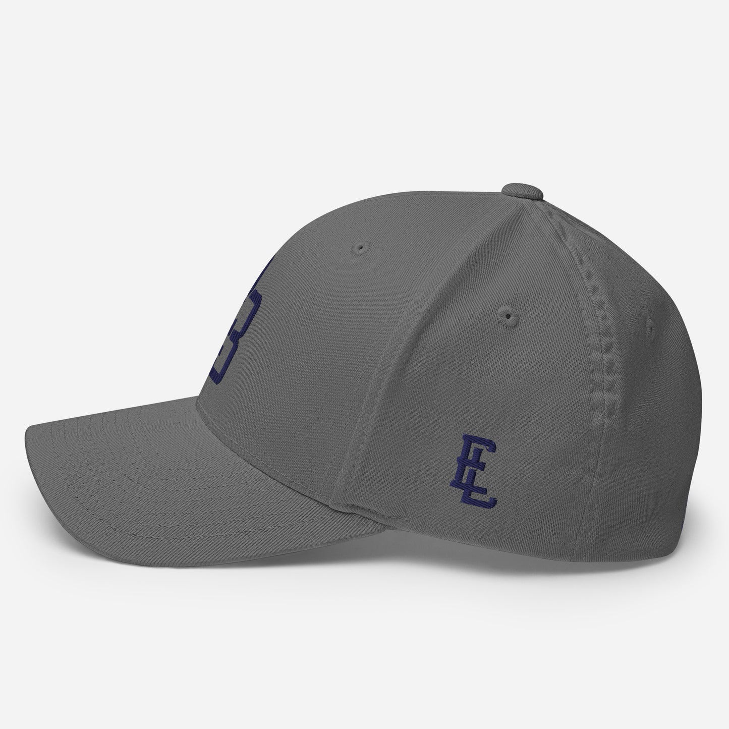 "213" Structured Twill Cap | Flexfit 6277 | E Luna SELECT Tricrest 3 Navy Thread Front, Left Side & Back Logos