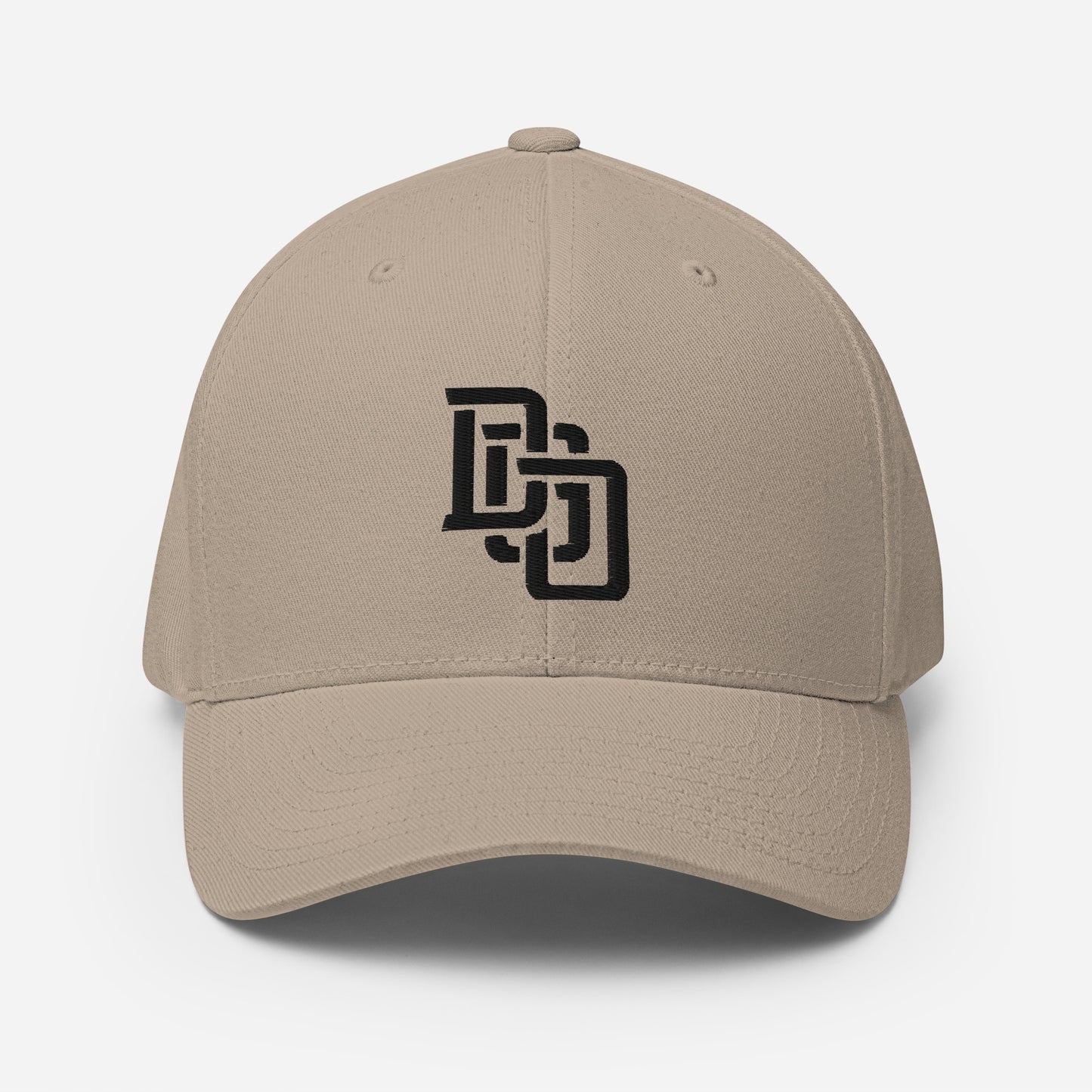 "DGO" Structured Twill Cap | Flexfit 6277 | E Luna Brand ESSENTIAL Duocrest 2 Black Thread Logos: Front & Left