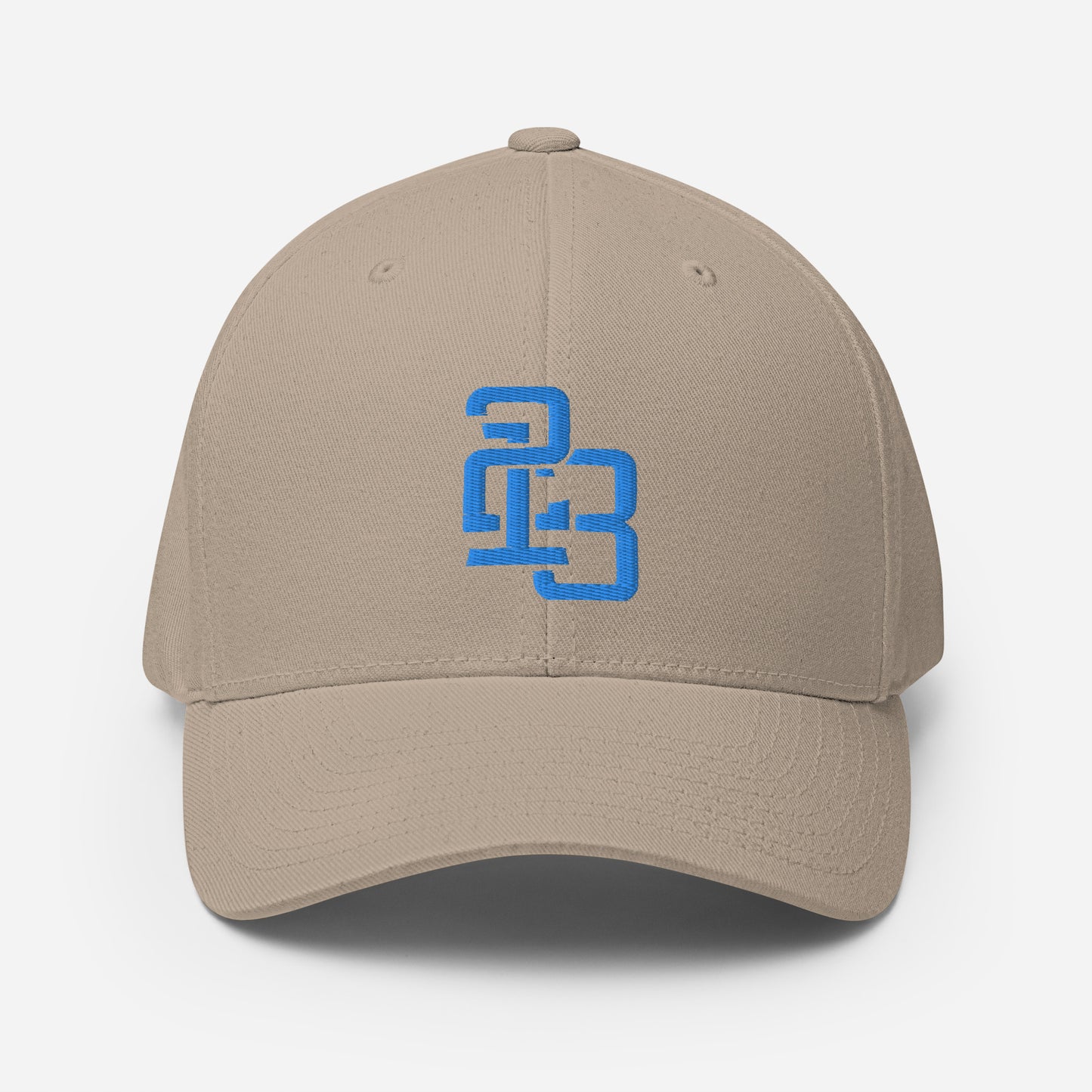 "213" Structured Twill Cap | Flexfit 6277 | E Luna ESSENTIAL Duocrest 2 Aqua/Teal Thread Front & Left Side Logos