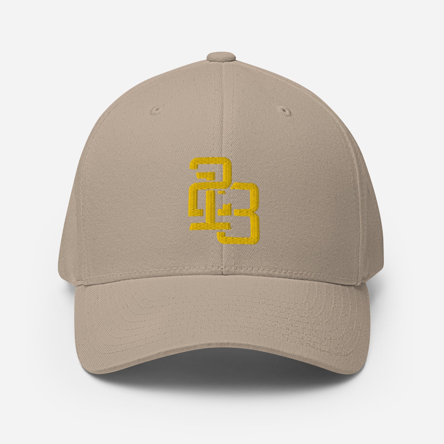 "213" Structured Twill Cap | Flexfit 6277 | E Luna ESSENTIAL Duocrest 2 Gold Thread Front & Left Side Logos